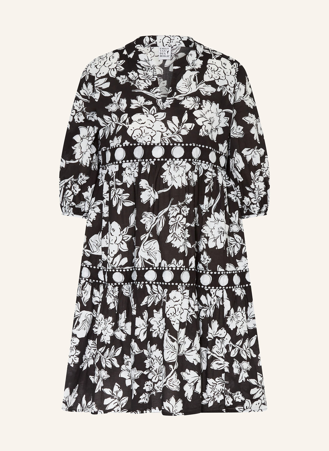 Emily Van Den Bergh - Black and White Flower Print Dress