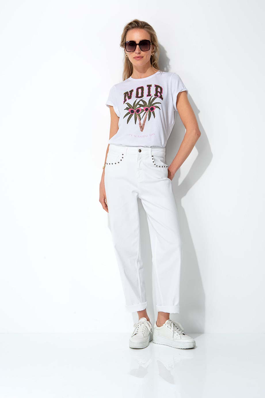 CATNOIR - White Stud Jeans