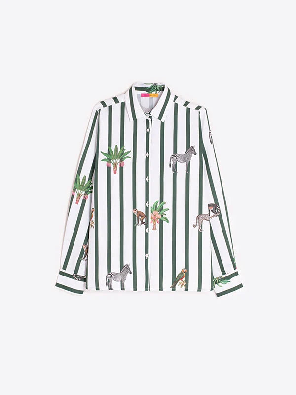 Vilagallo Isa Green Stripes Shirt