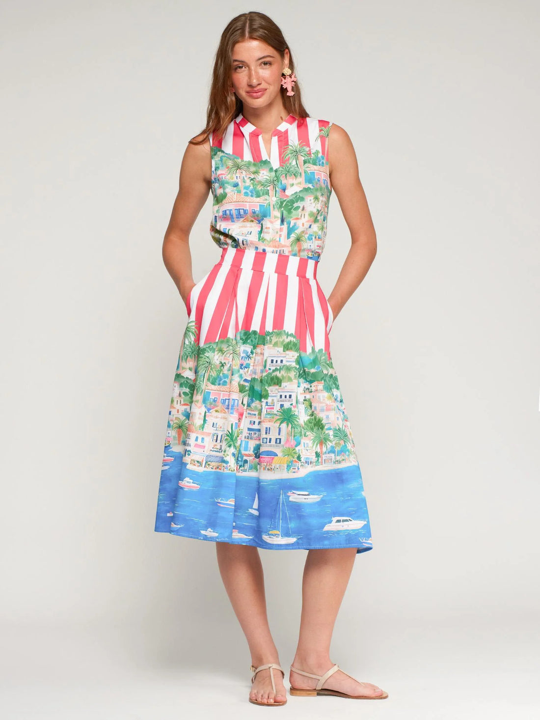 Vilagallo Puerto Pink Striped Skirt