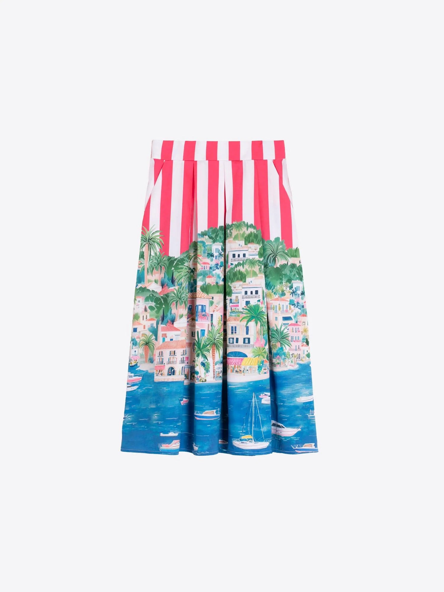 Vilagallo Puerto Pink Striped Skirt