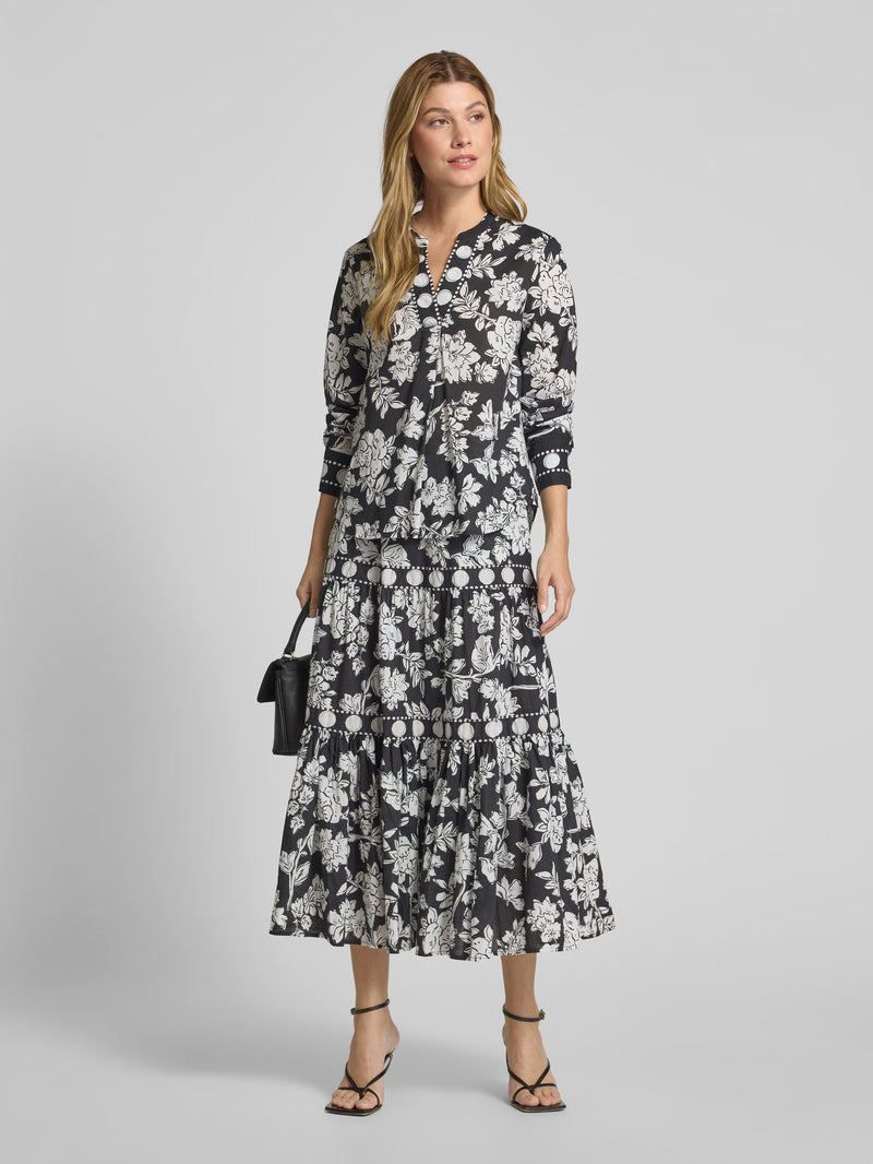 Emily Van Den Bergh - Black and White Flower Print Skirt