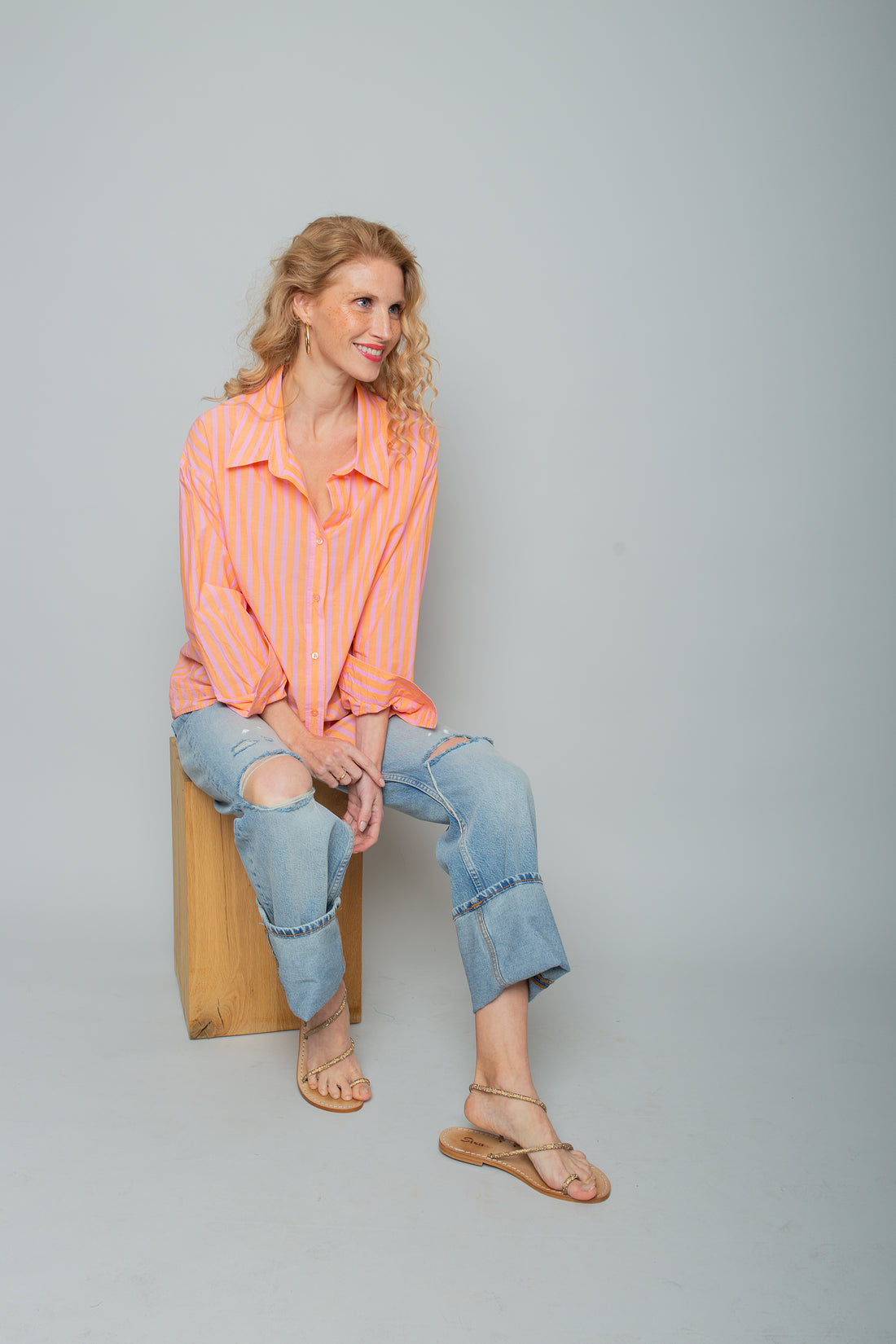 Emily Van Der Bergh - Orange Striped Shirt