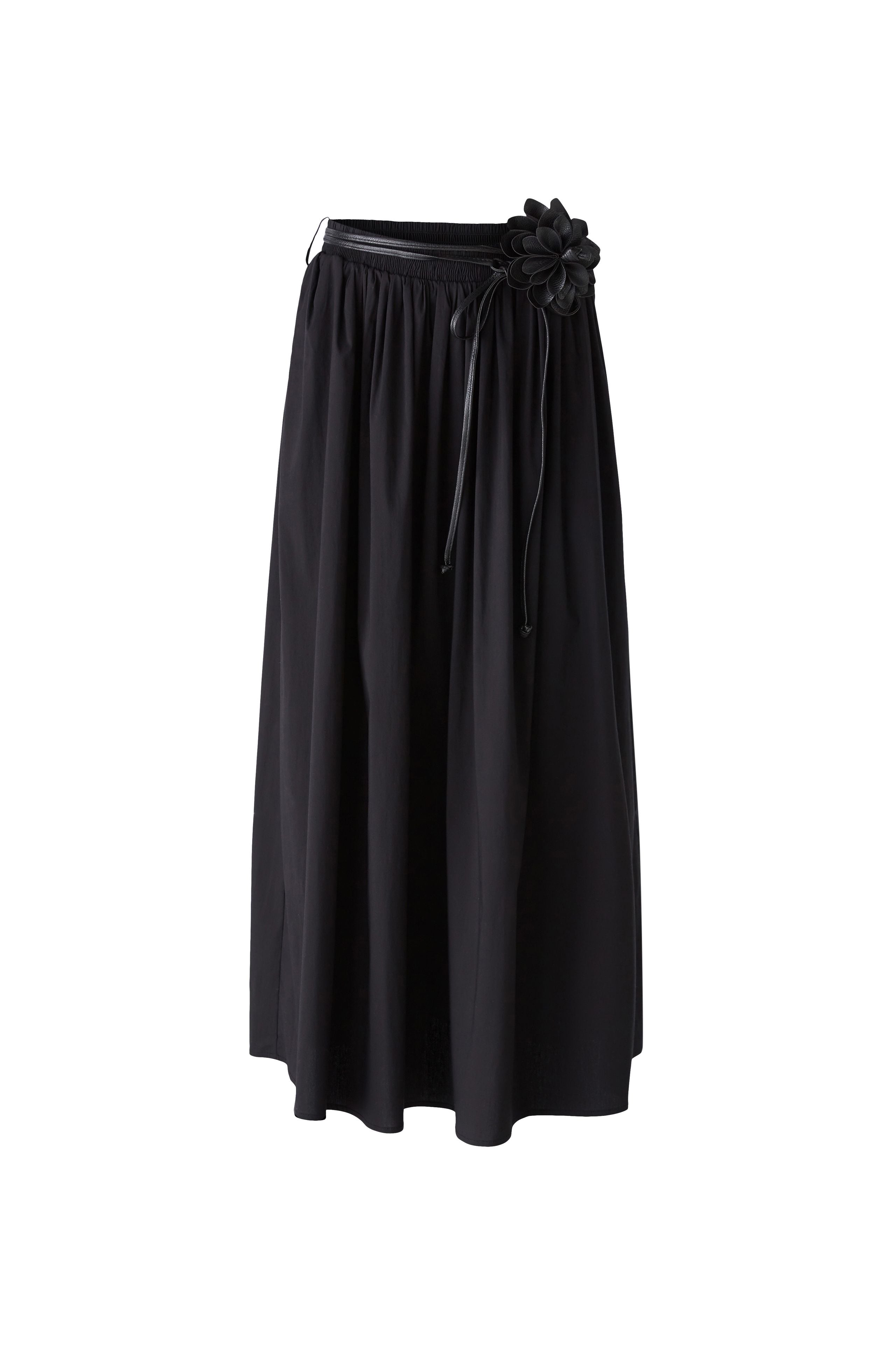 Oui - Black Flower Belt Skirt