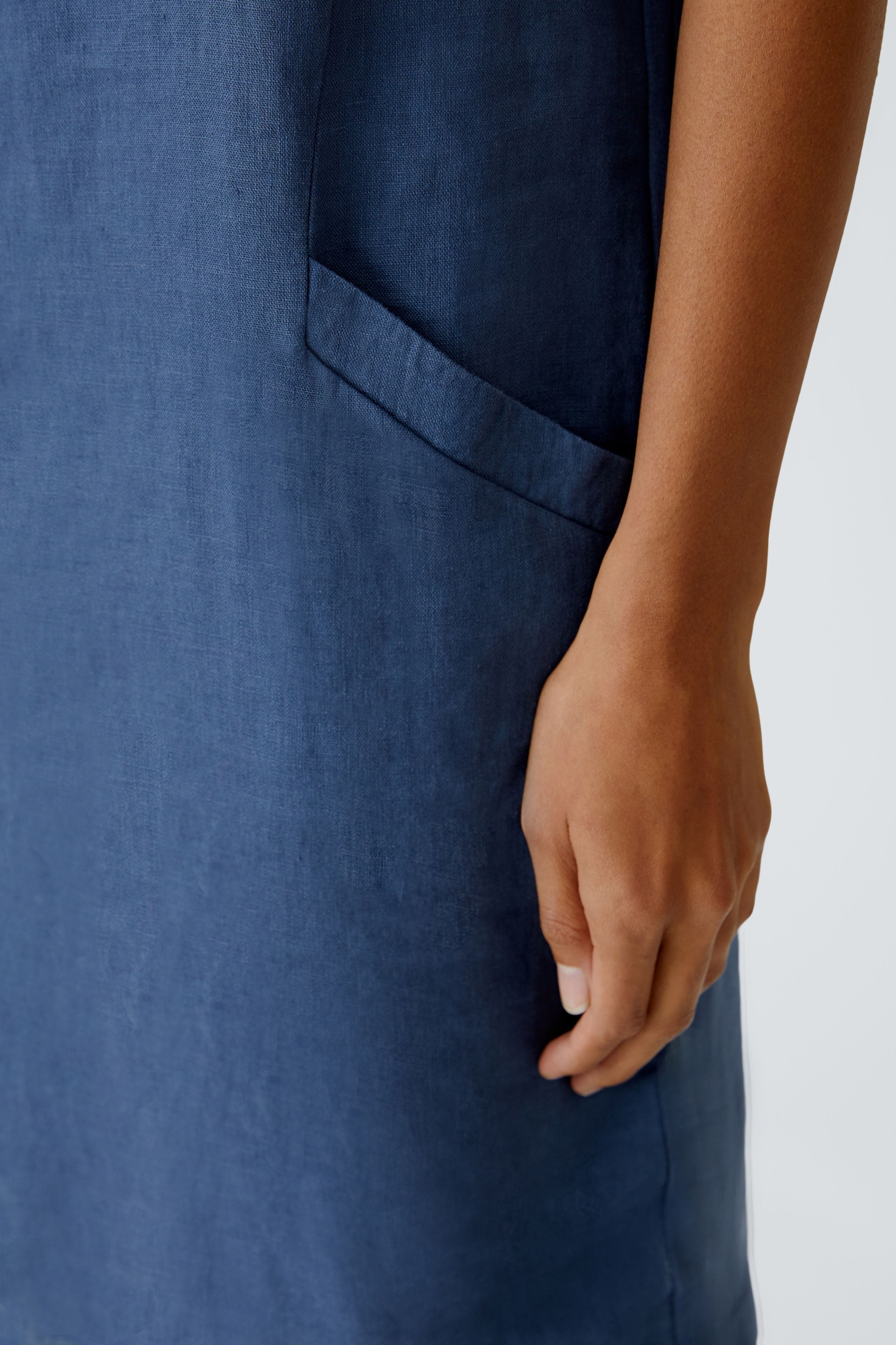 Oui- Mid Blue Linen Dress