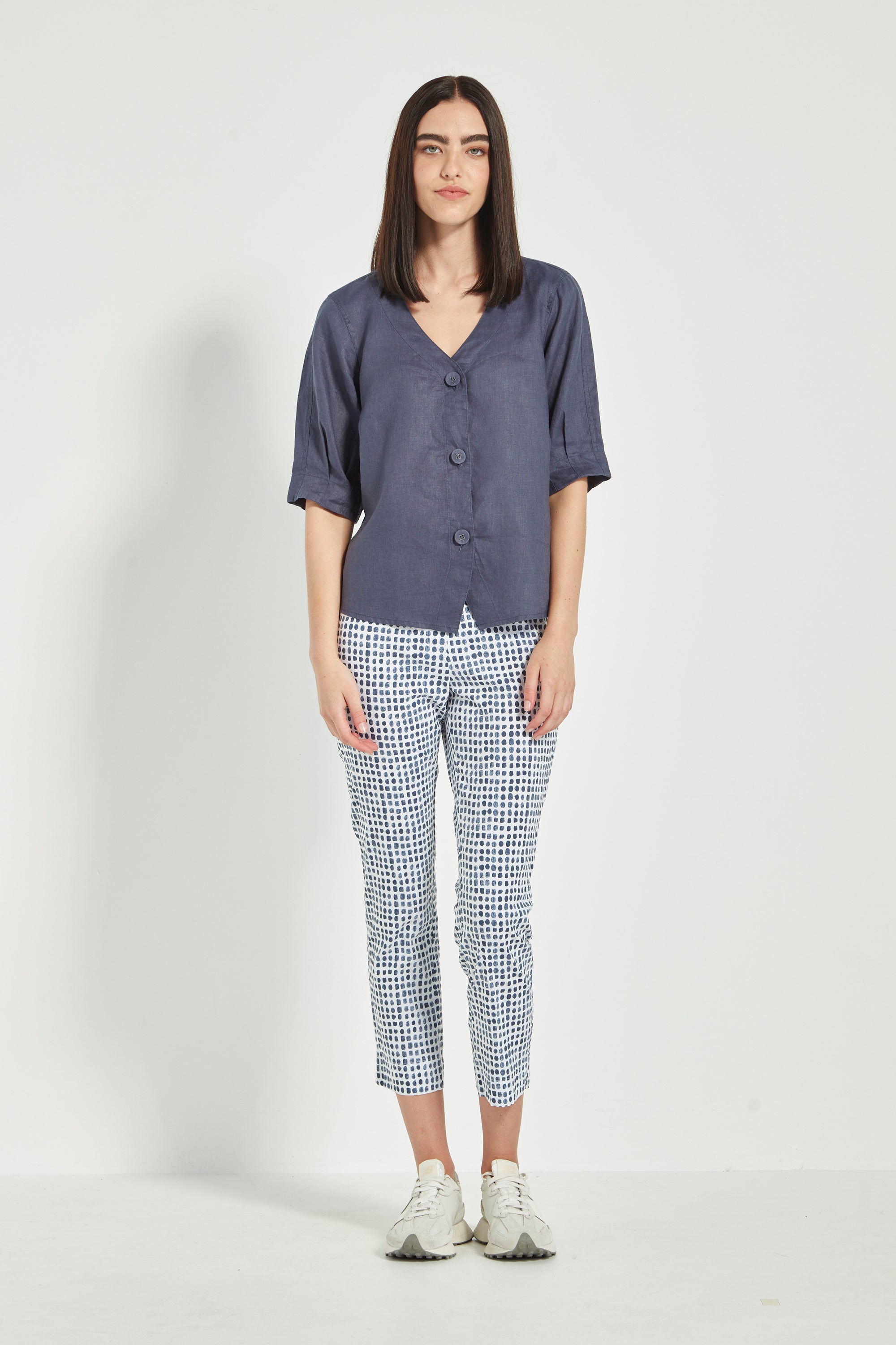 Verge - Acrobat Tile 7/8 Pant - Navy and White