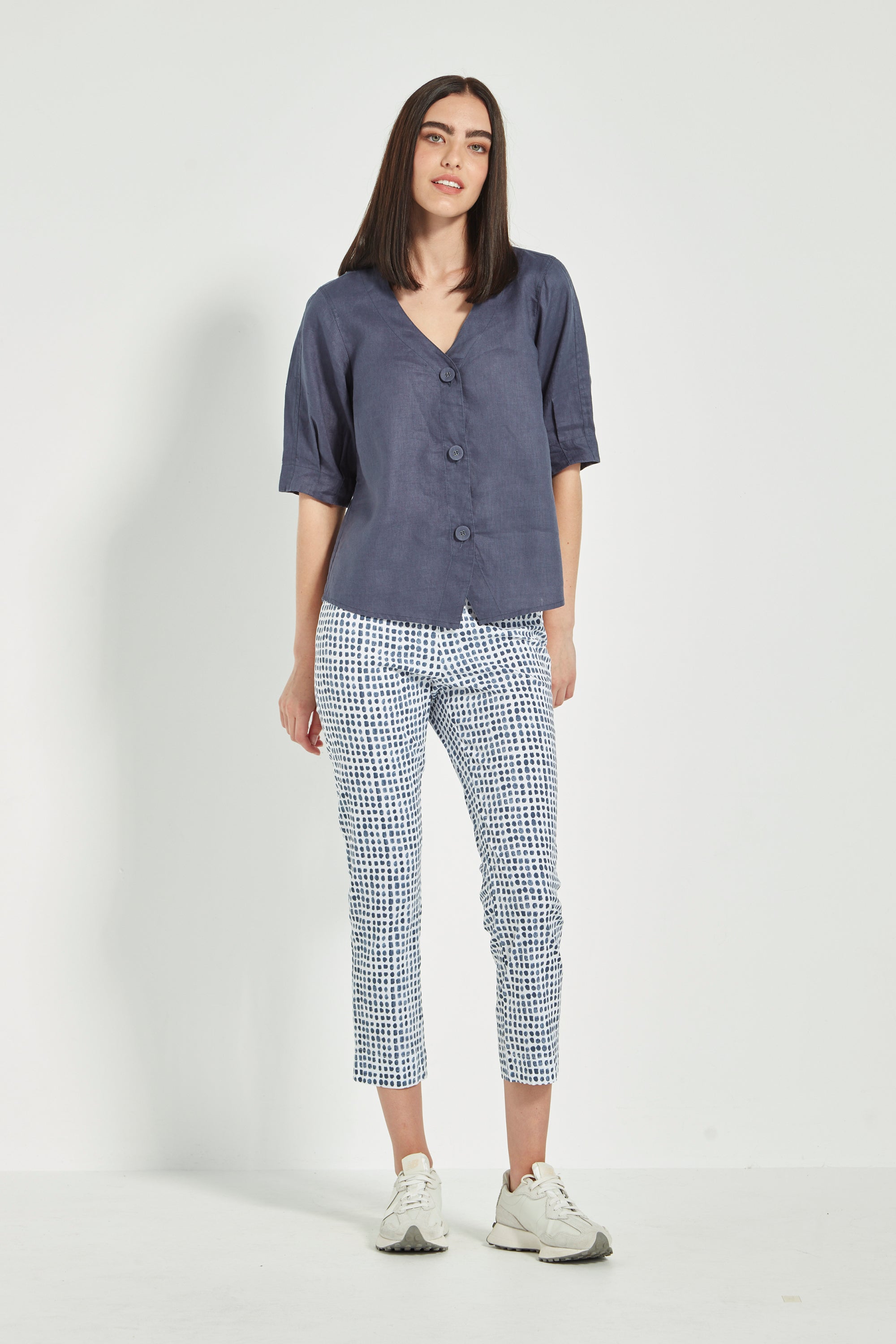 Verge - Acrobat Tile 7/8 Pant - Navy and White