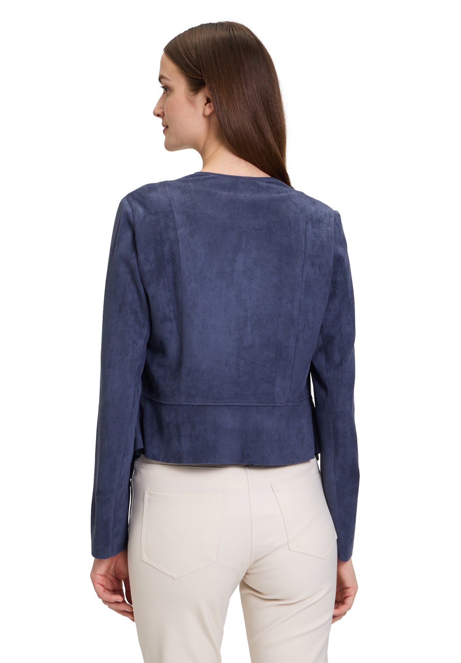 Betty Barclay - Faux Suade Soft Navy Cropped Jacket