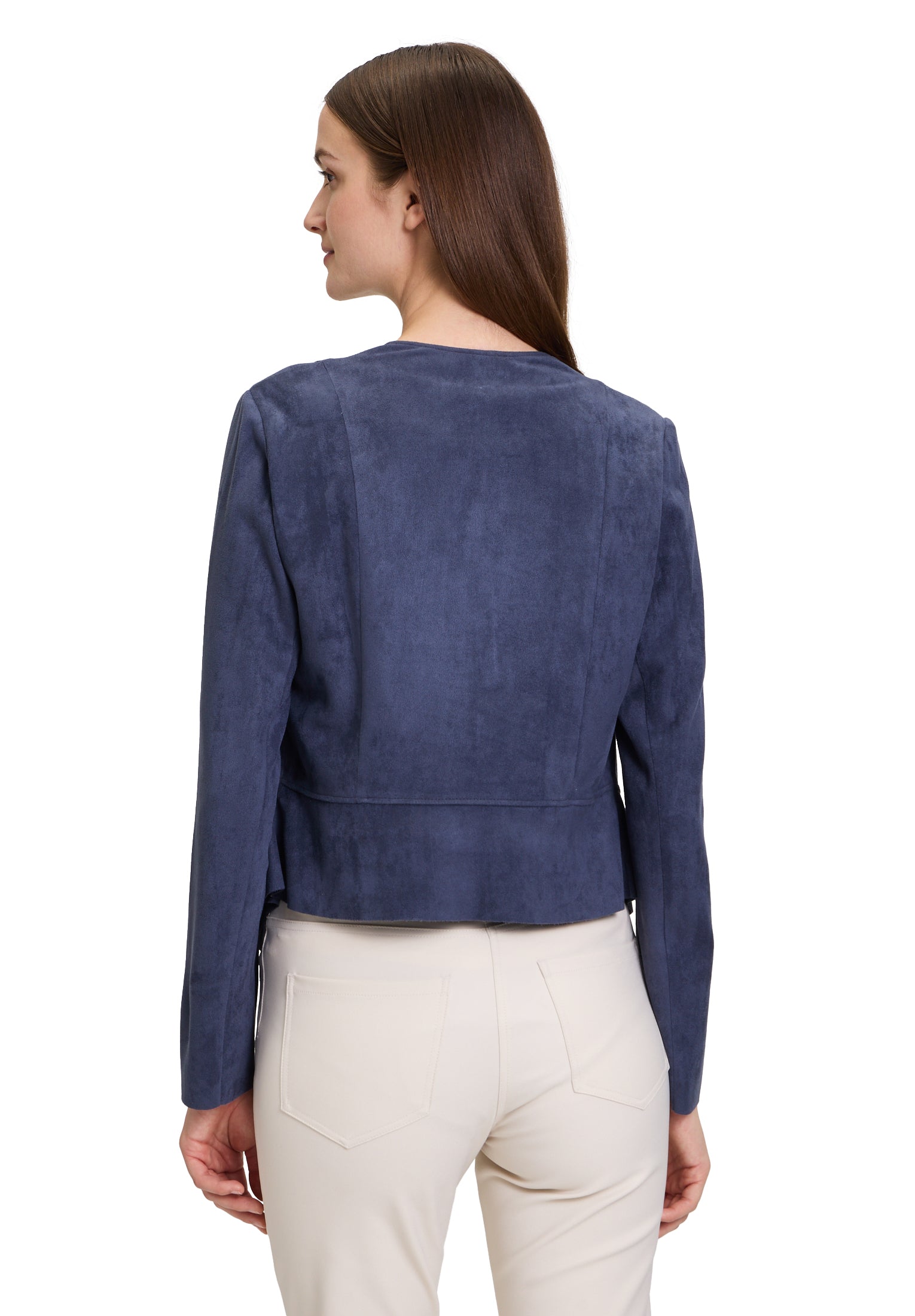 Betty Barclay - Faux Suade Soft Navy Cropped Jacket