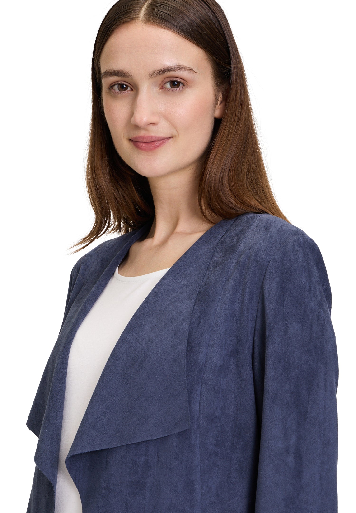 Betty Barclay - Faux Suade Soft Navy Cropped Jacket