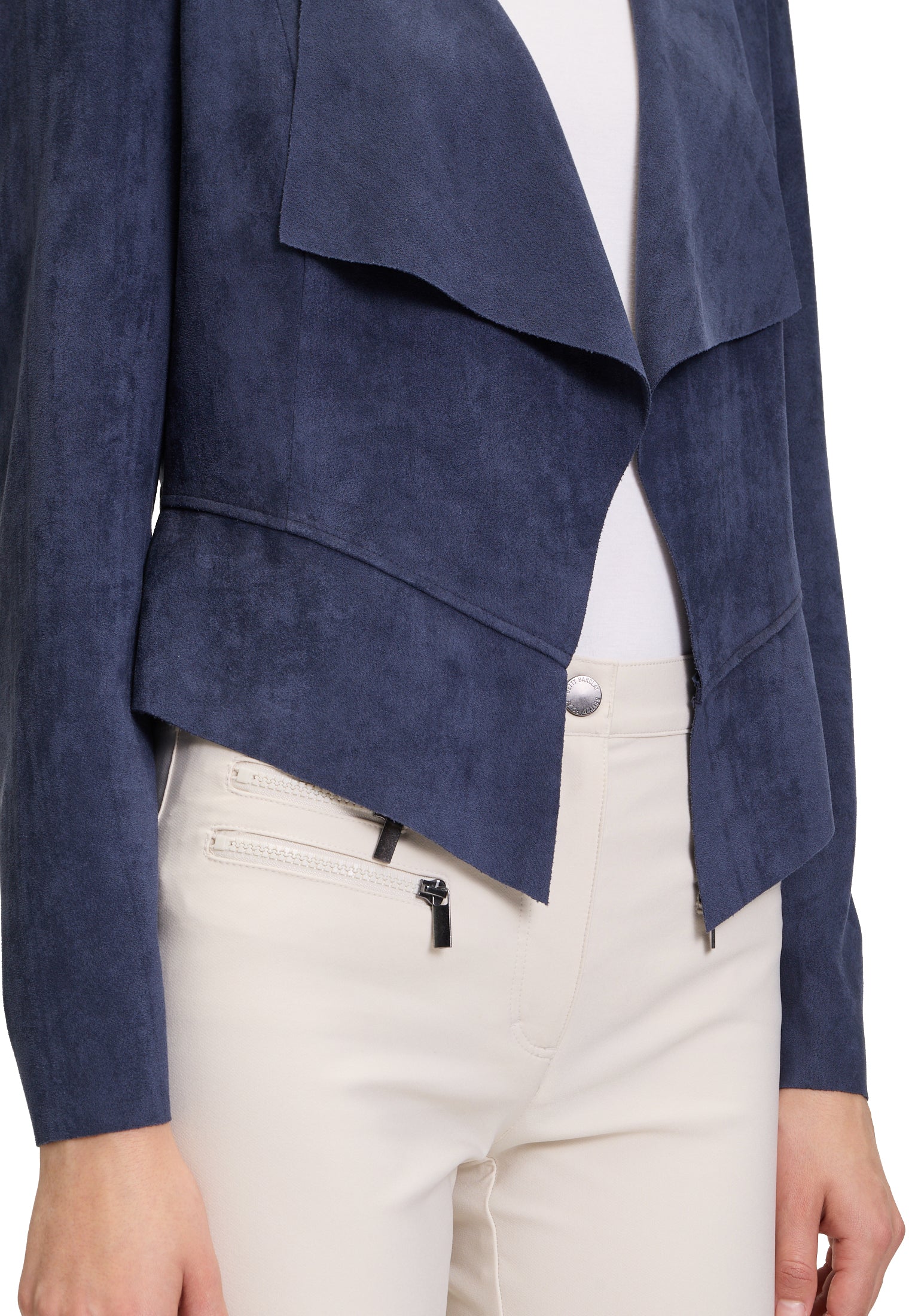 Betty Barclay - Faux Suade Soft Navy Cropped Jacket