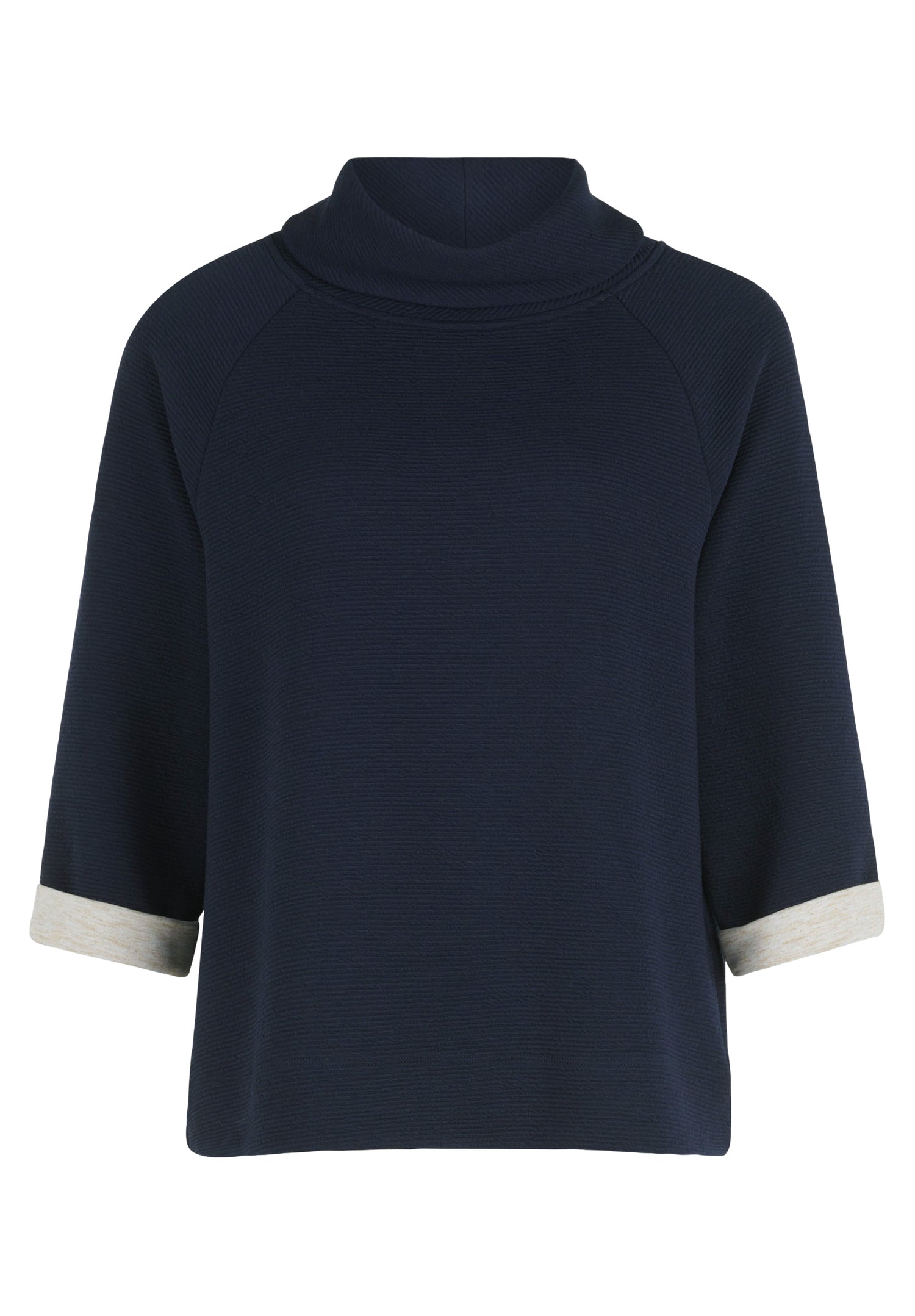Betty Barclay - Navy and Beige Sweater Top with High Neck