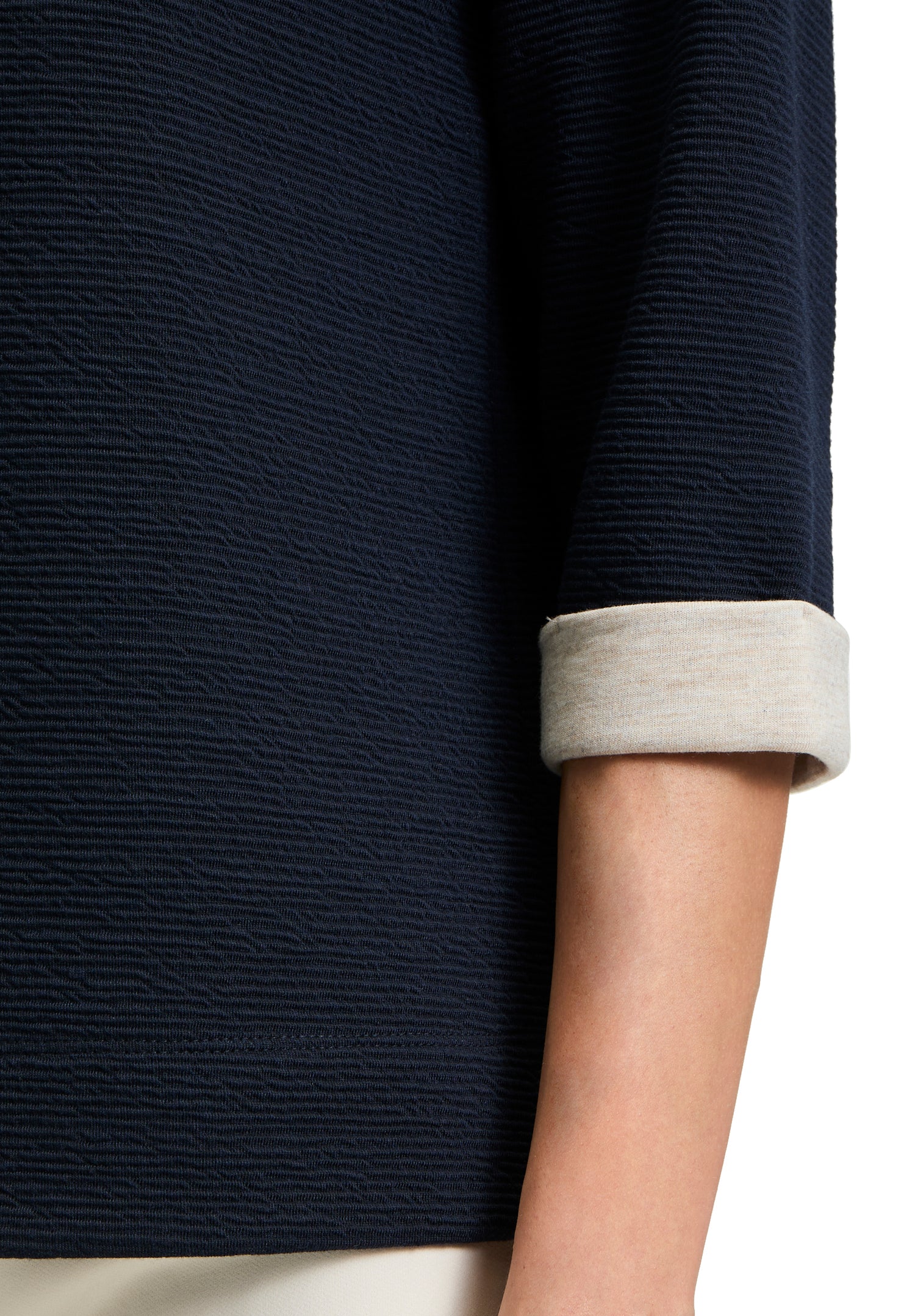 Betty Barclay - Navy and Beige Sweater Top with High Neck