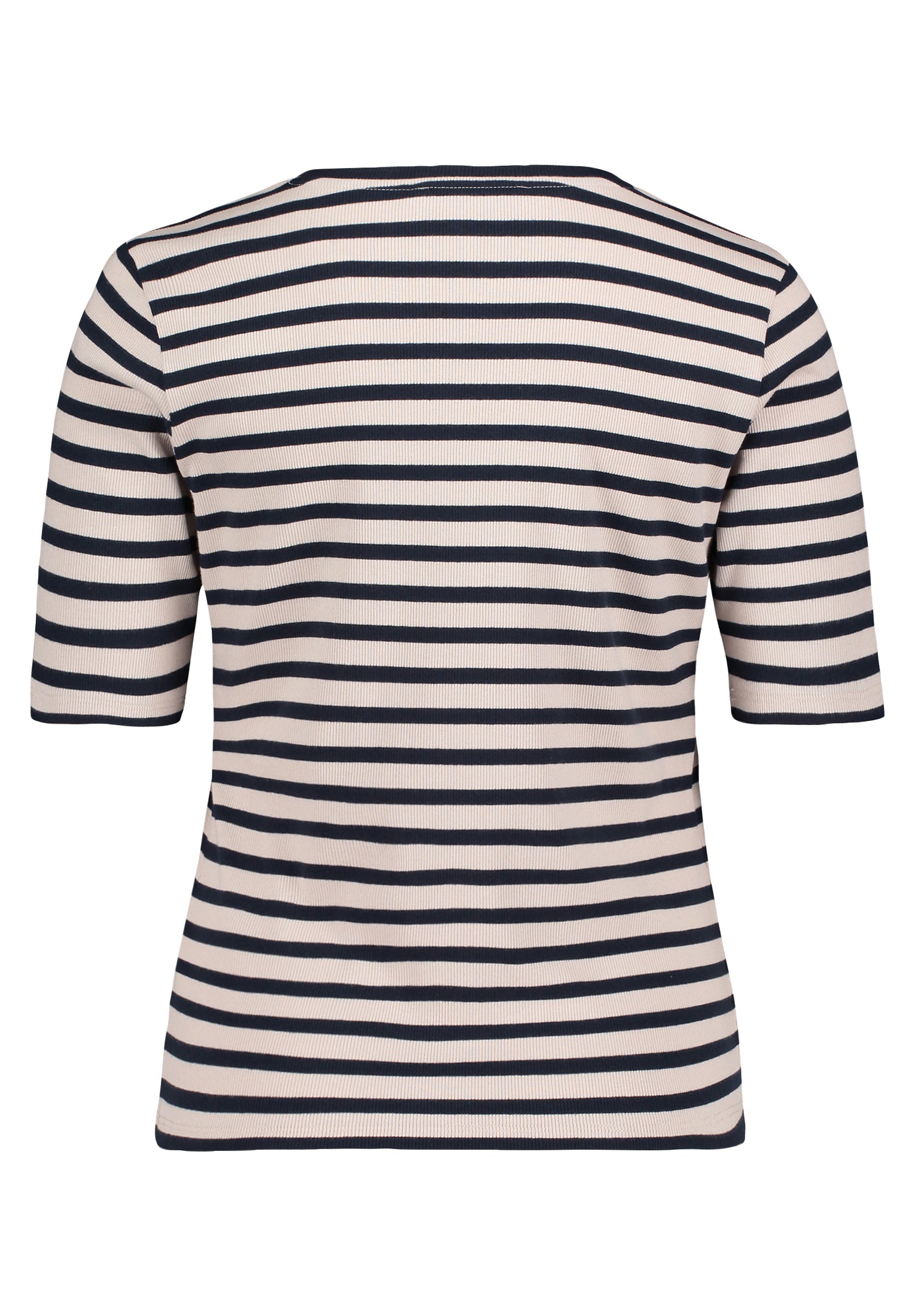 Betty Barclay - Navy and Beige Stripe T Shirt with Ribbed Structure