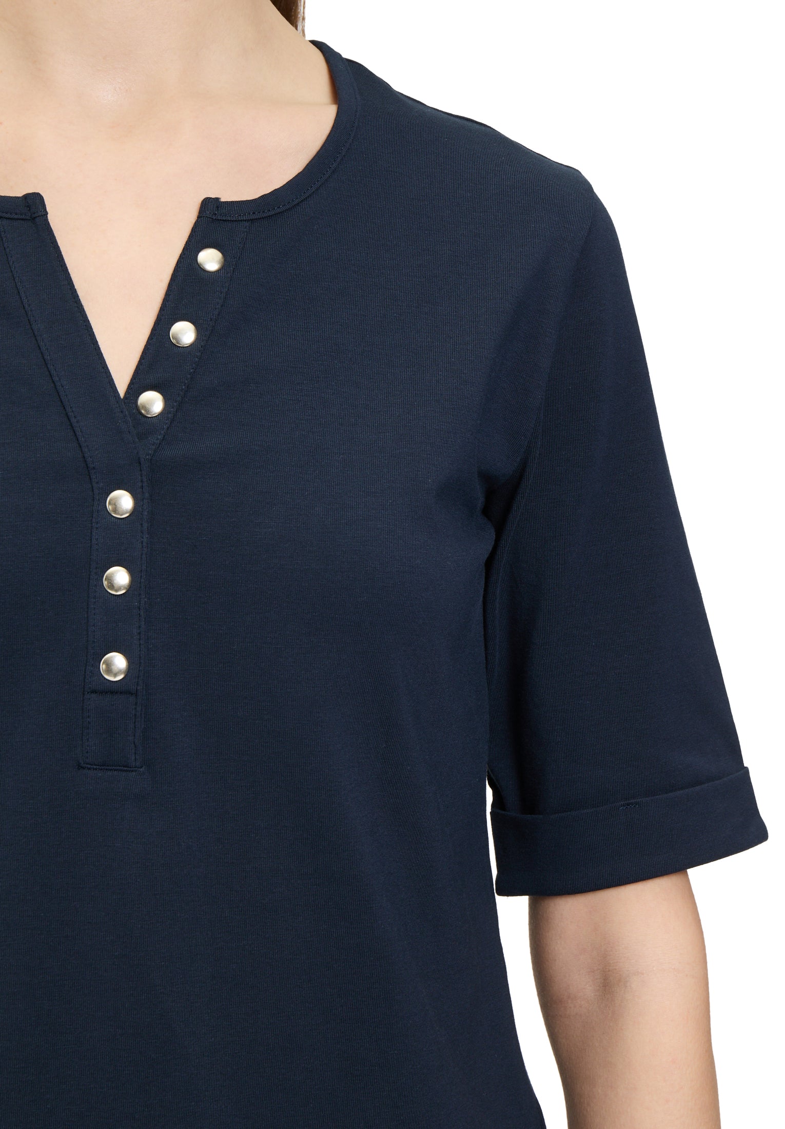Betty Barclay - Button Down Silver Stud T Shirt Navy