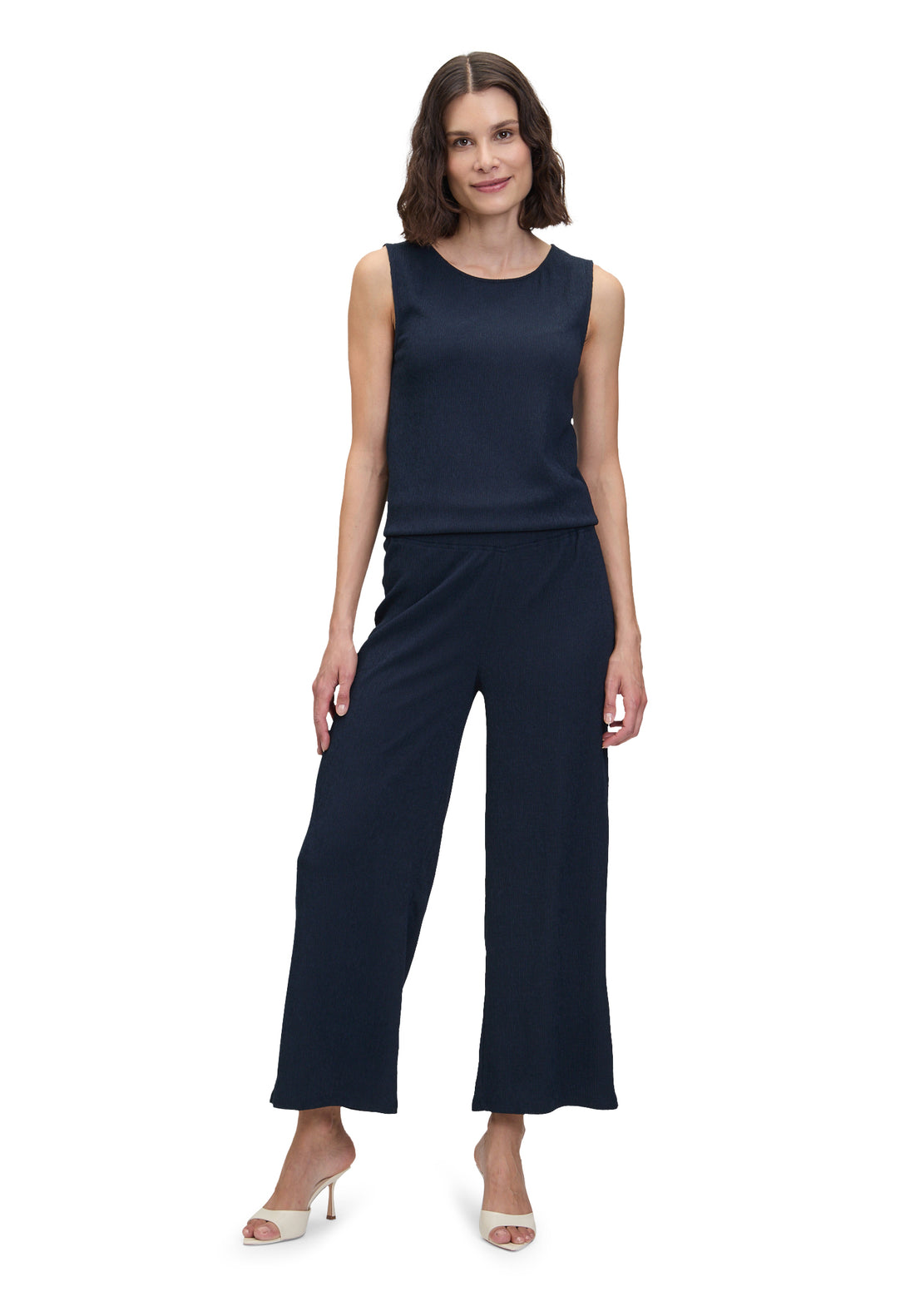 Betty Barclay- Navy Wide Leg Pull On Pant