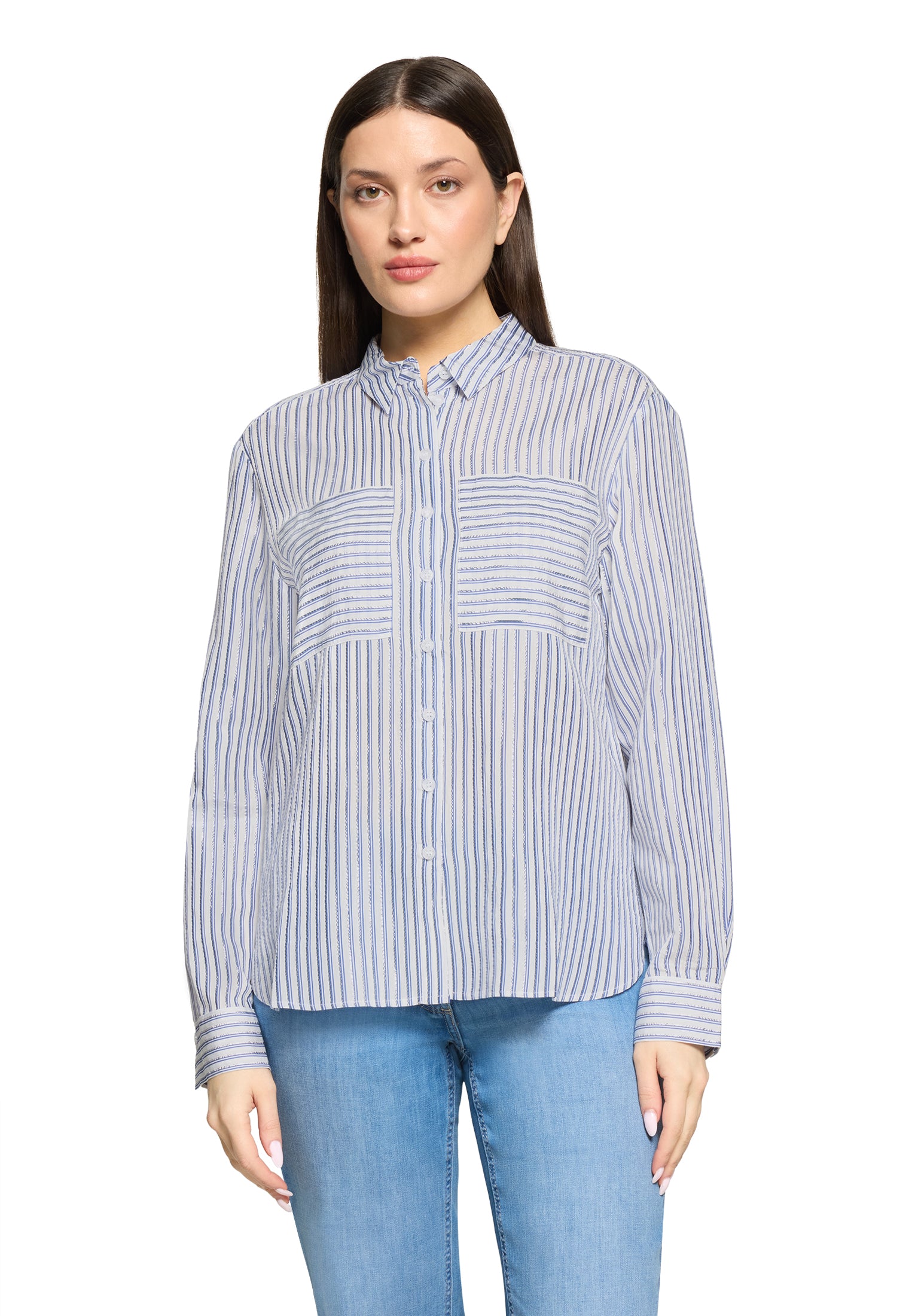 Betty Barclay Striped Metallic Silver Shirt