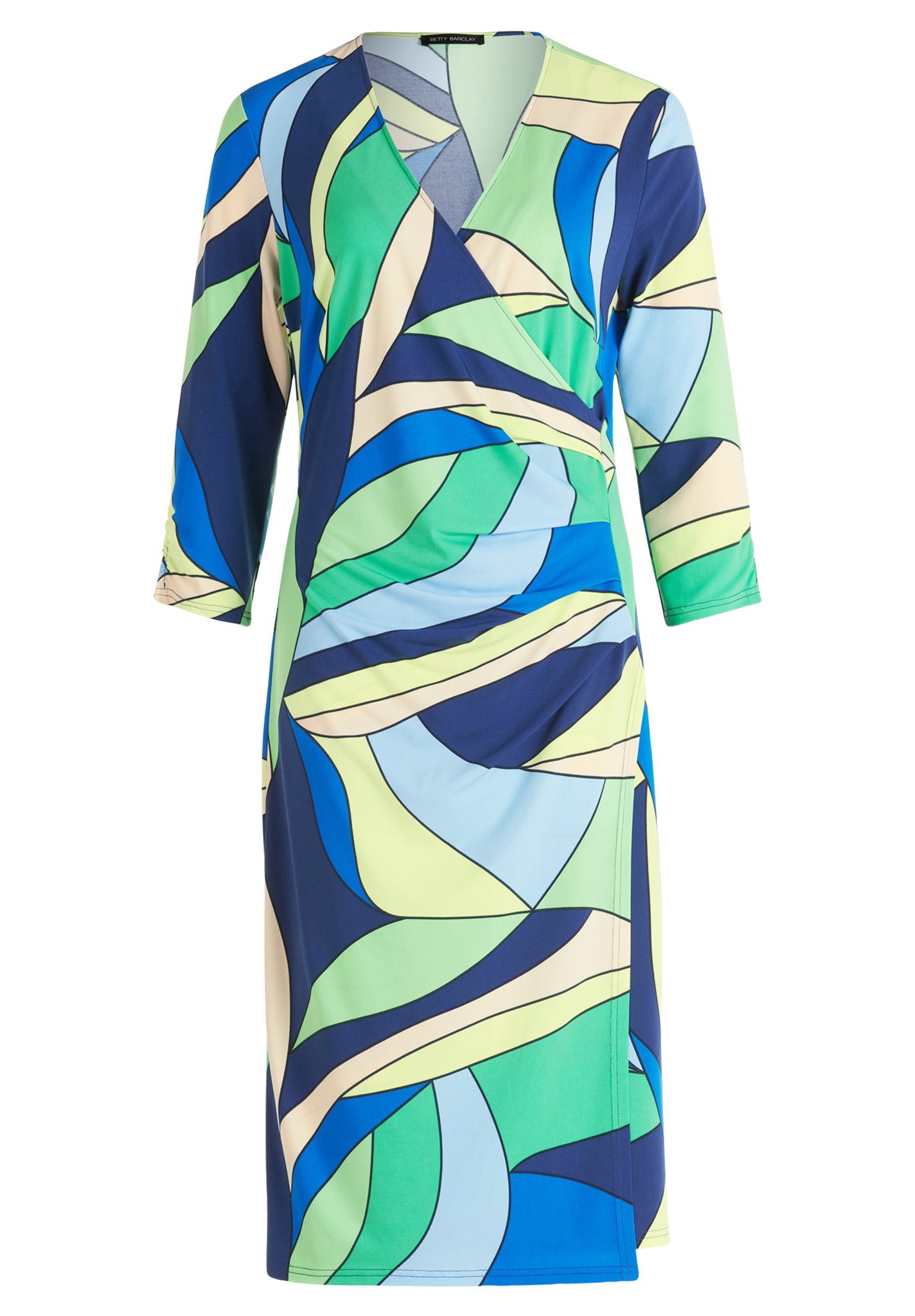 Betty Barclay - Green, Blue & Beige V Neck Dress