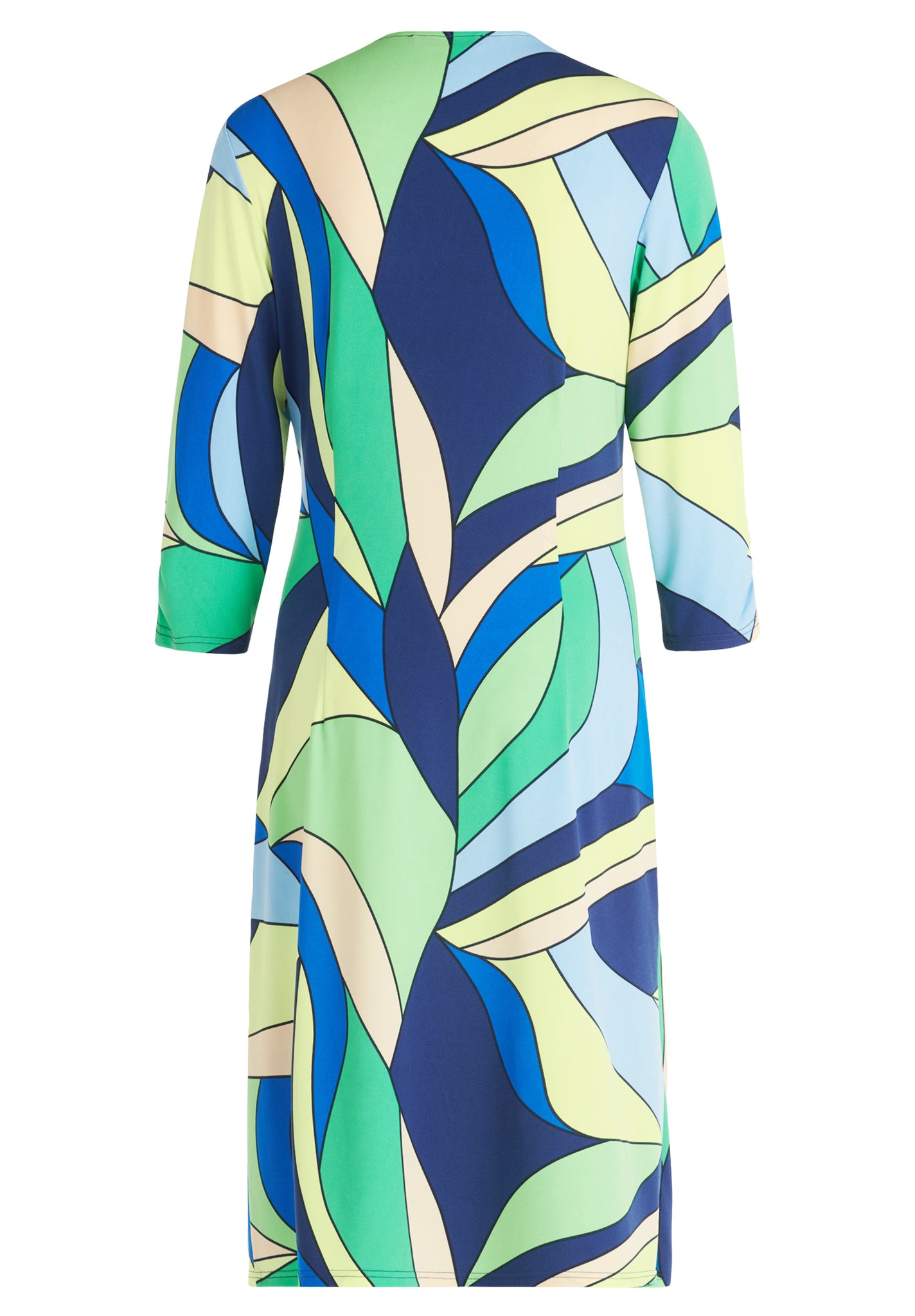 Betty Barclay - Green, Blue & Beige V Neck Dress