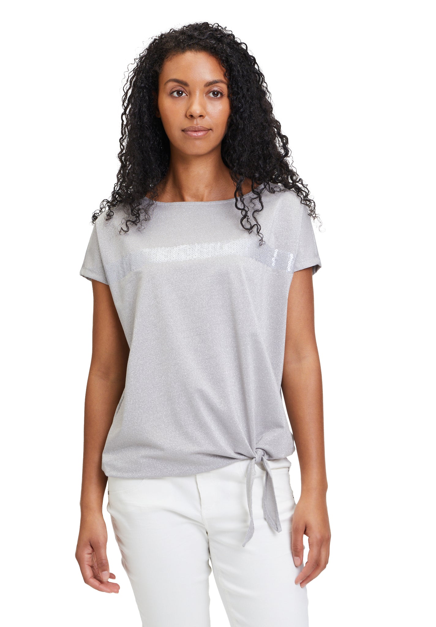 Betty Barclay - Grey/Silver T-shirt with Sequins and Glitter Thread