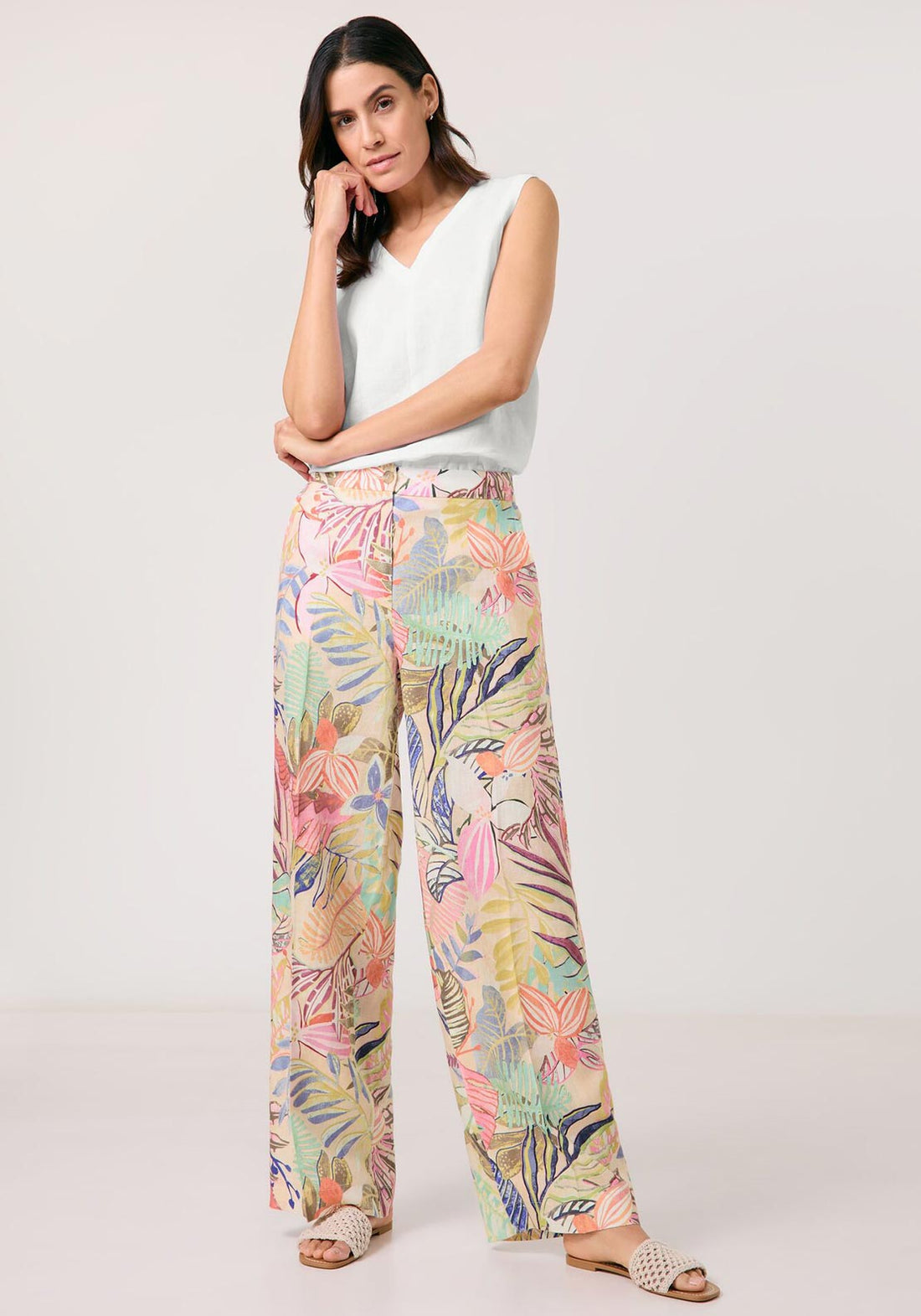 Gerry Weber - Multicoloured Botantical Print Linen Pants