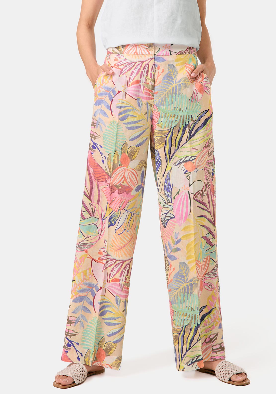 Gerry Weber - Multicoloured Botantical Print Linen Pants