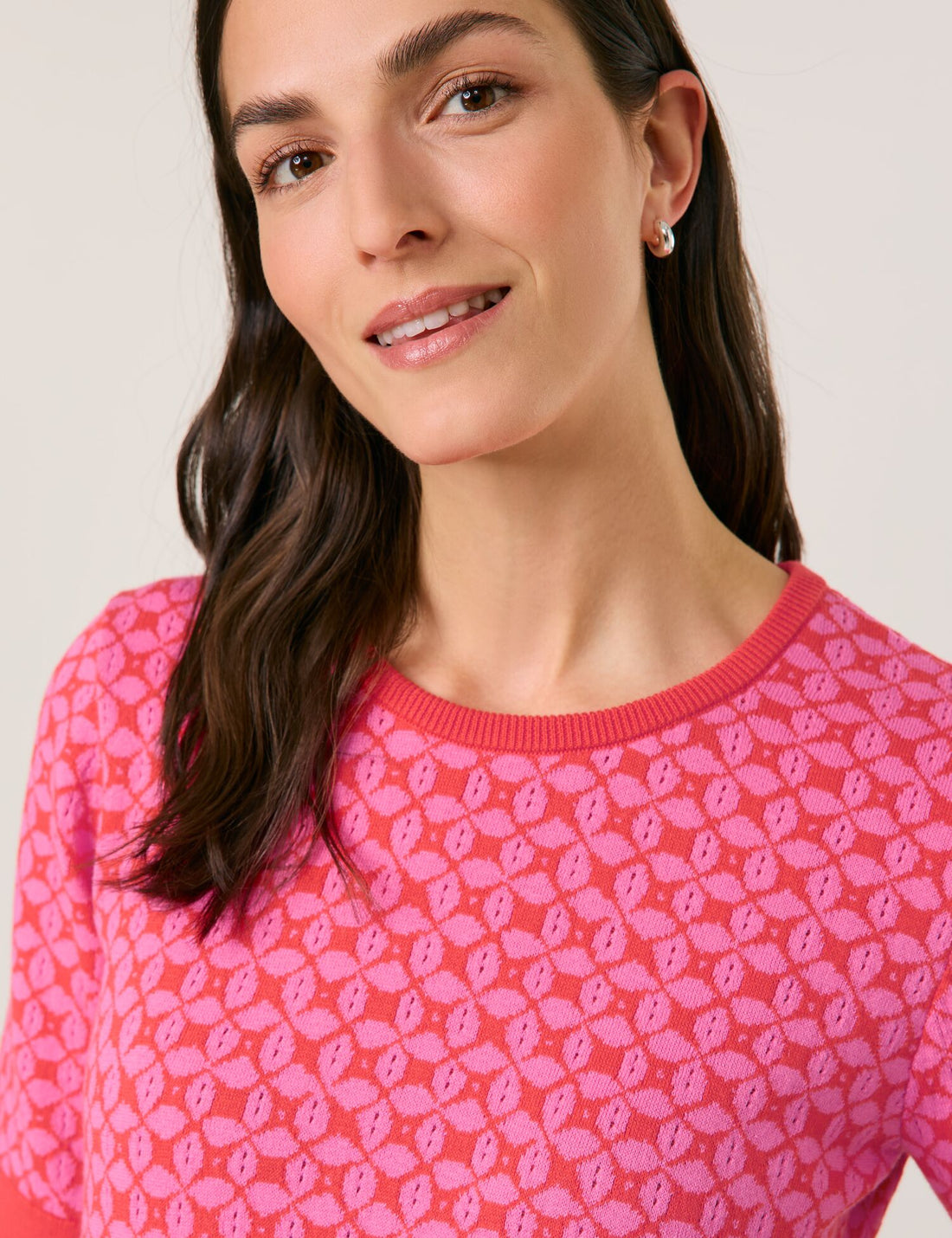 Gerry Weber - Geometric Floral Red and Pink Print Sweater