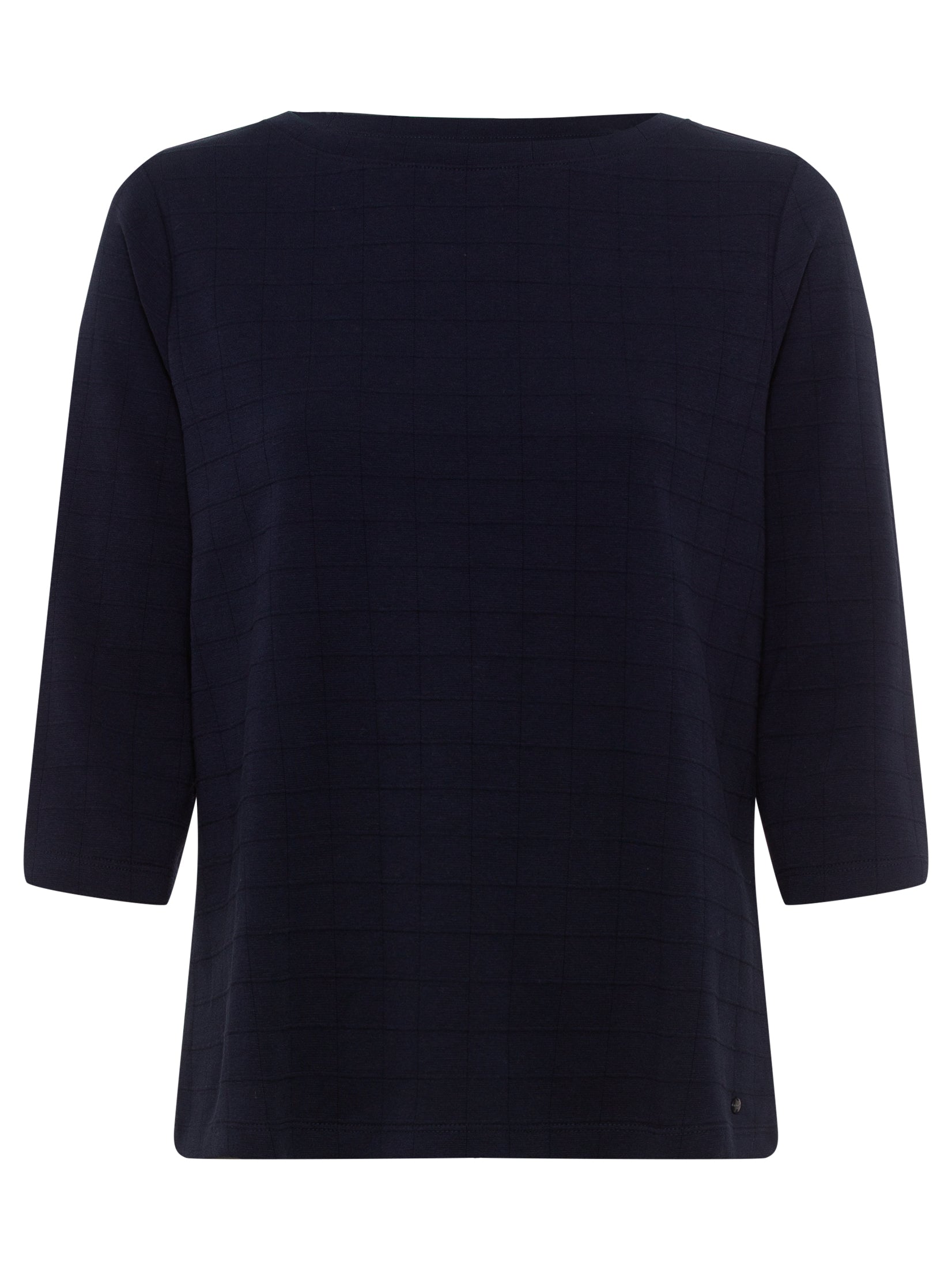 Olsen - Cotton Boat Neck Top in Navy