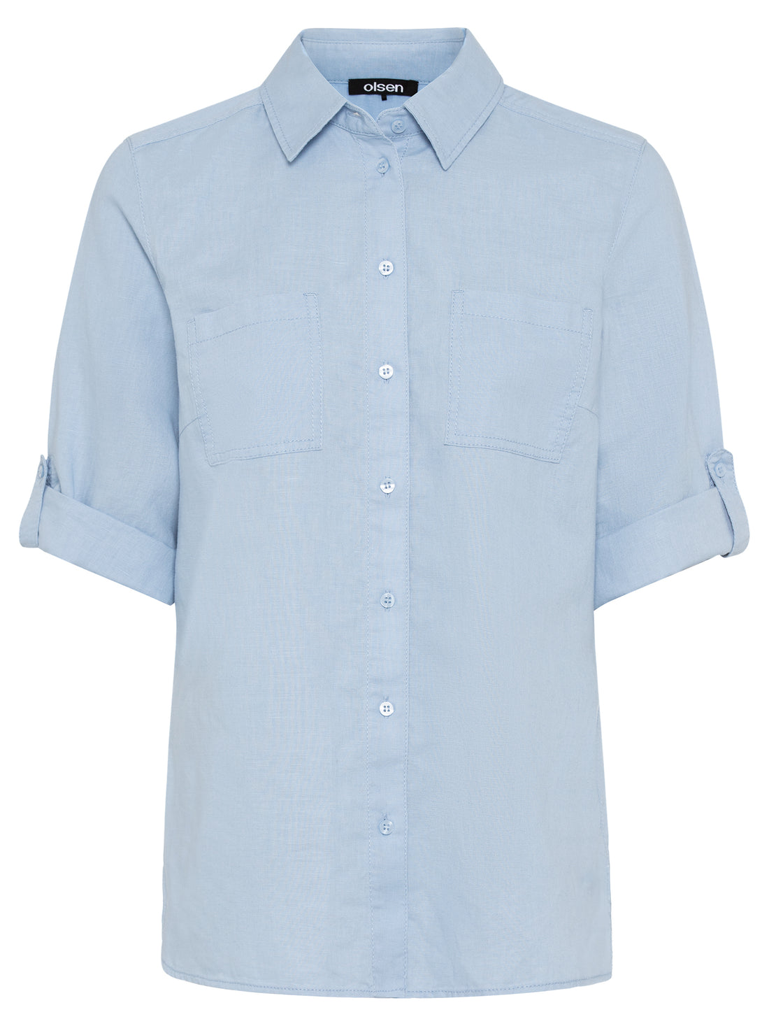 Olsen - Short Sleeve Blouse- Sky Blue