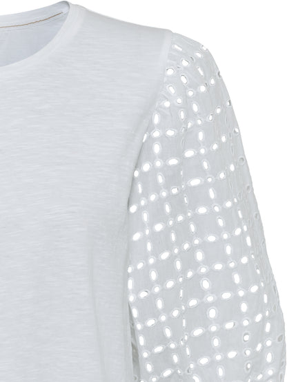 Olsen Cotton Lace Sleeve T-shirt