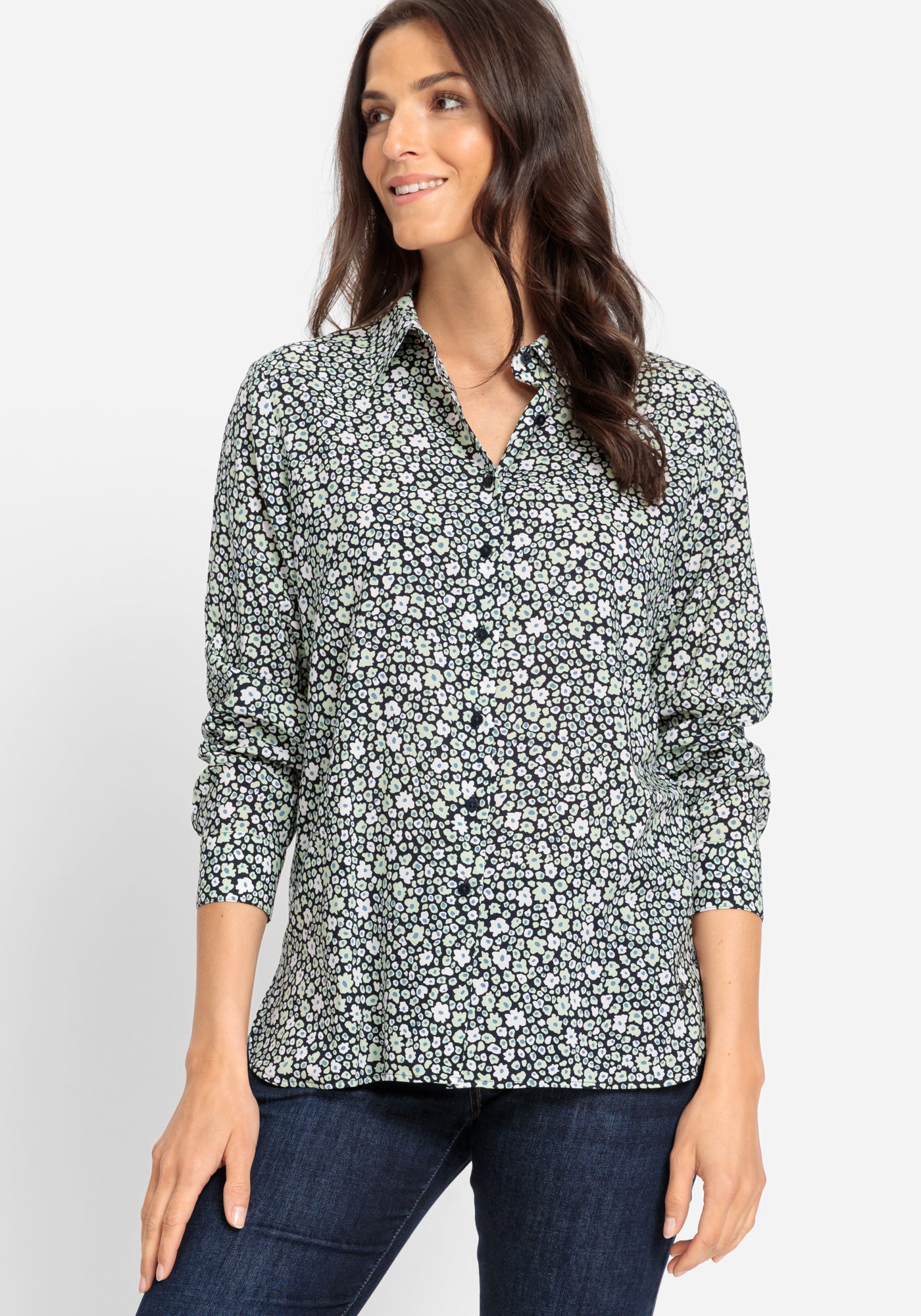Olsen Green flower blouse