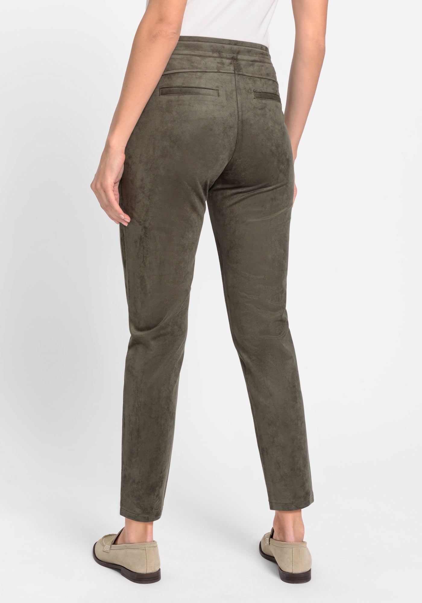 Olsen Lisa Faux Suede Pant -Olive