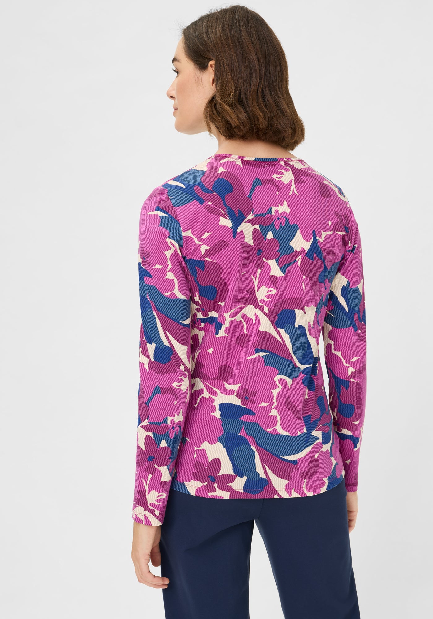 Olsen-Pink and Navy Flower T-shirt