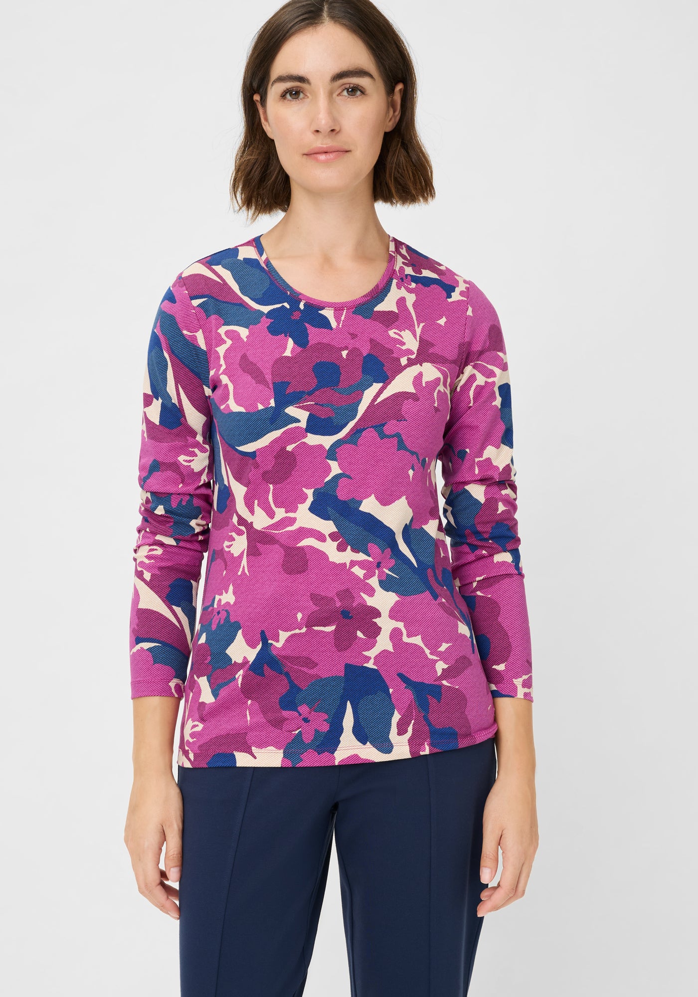 Olsen-Pink and Navy Flower T-shirt