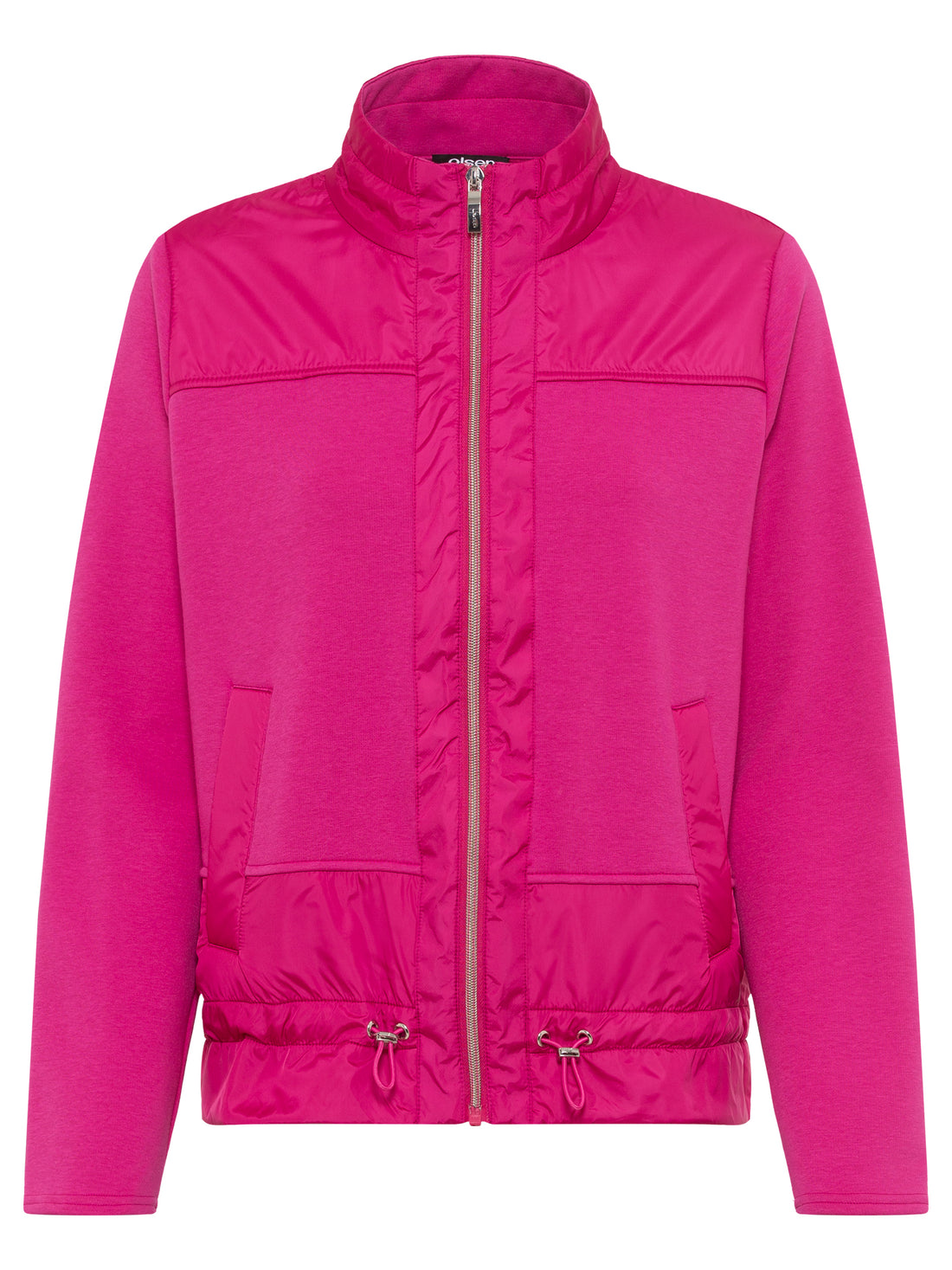 Olsen - Mixed Media Zip Front Jacket Vivid Hot Pink