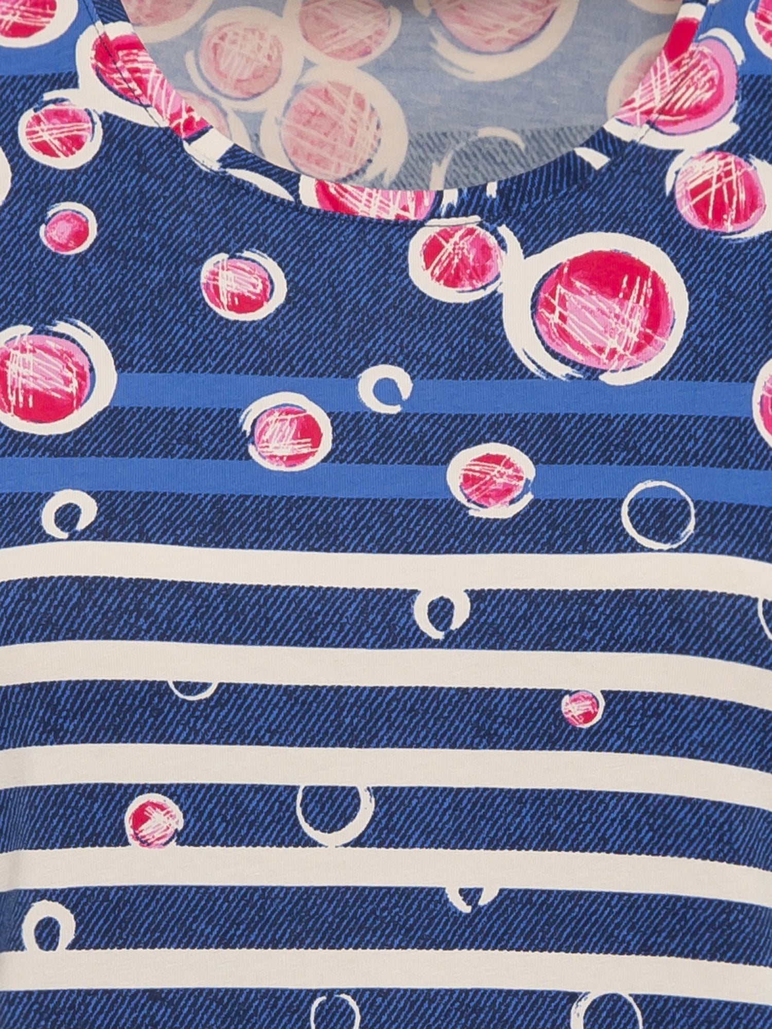 Olsen -3/4 Sleeve Top  Bubble Stripe Print