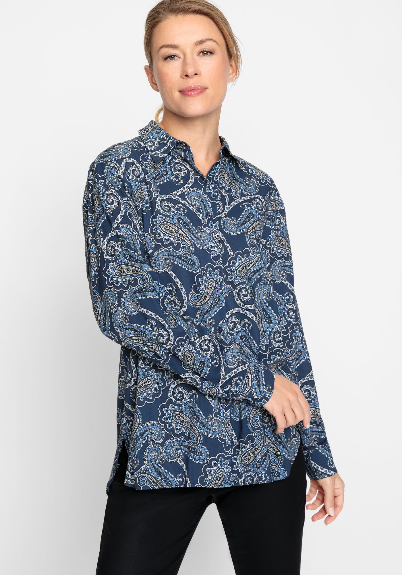Olsen - Paisley Print Long Sleeve Button Up Shirt
