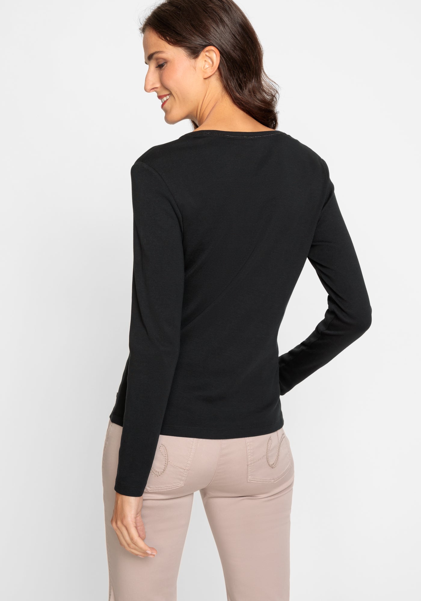 Olsen  - Black Long Sleeve Round Neck Tee