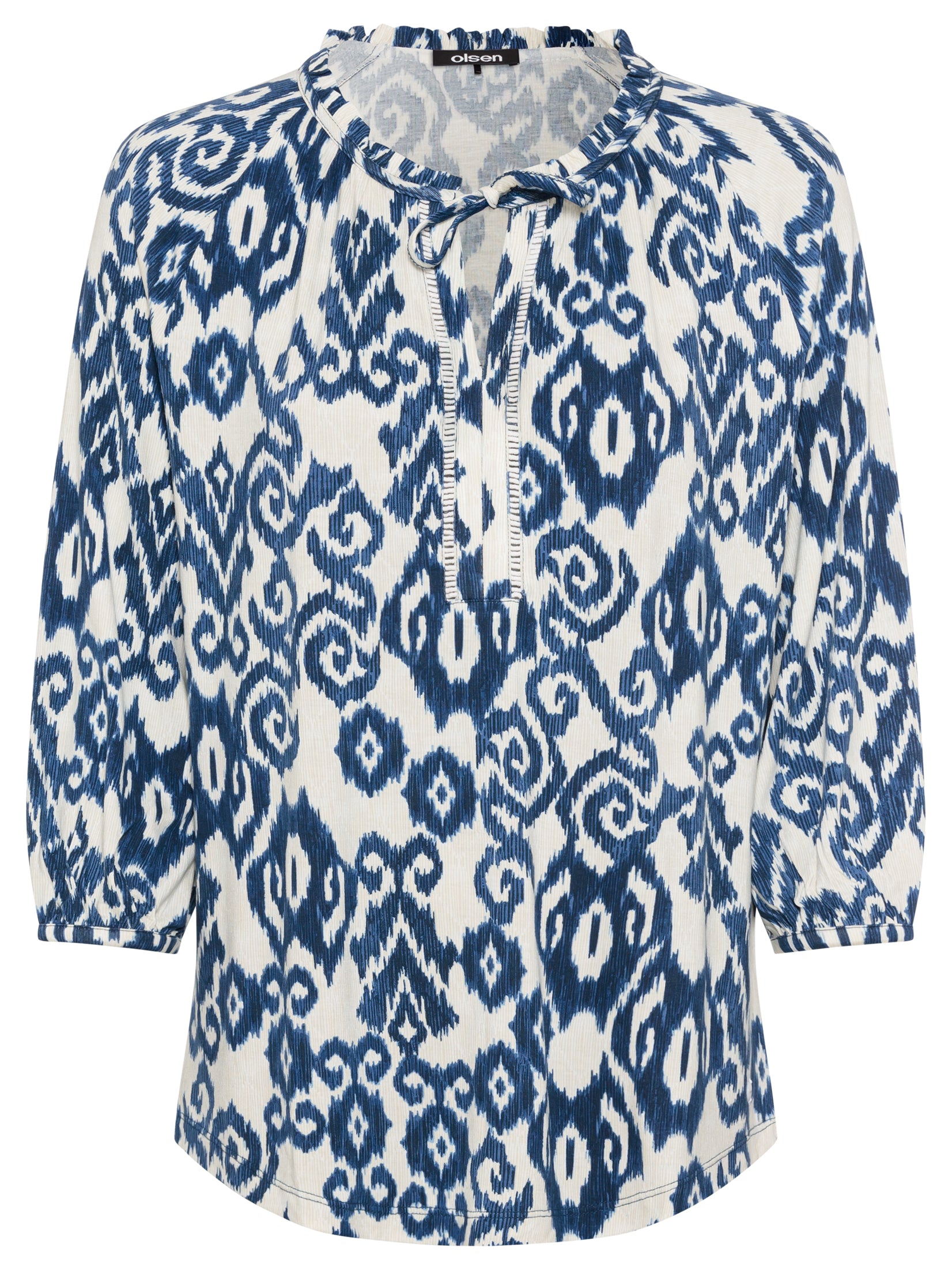 Olsen - Blue and Cream Print Blouse