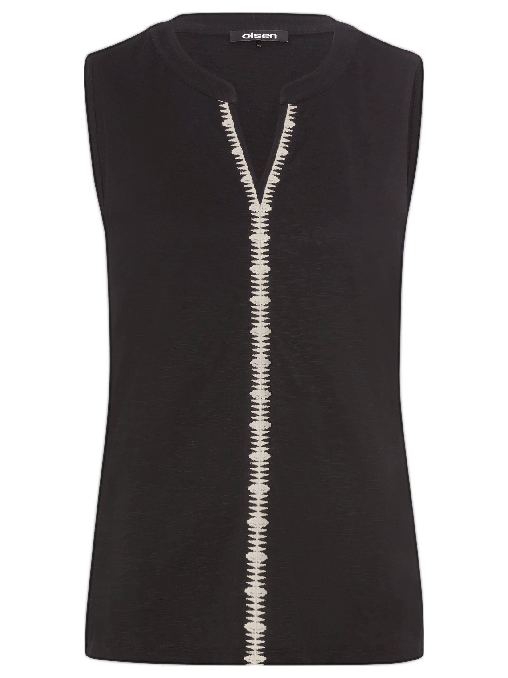 Olsen - Black Sleeveless Top with Trim