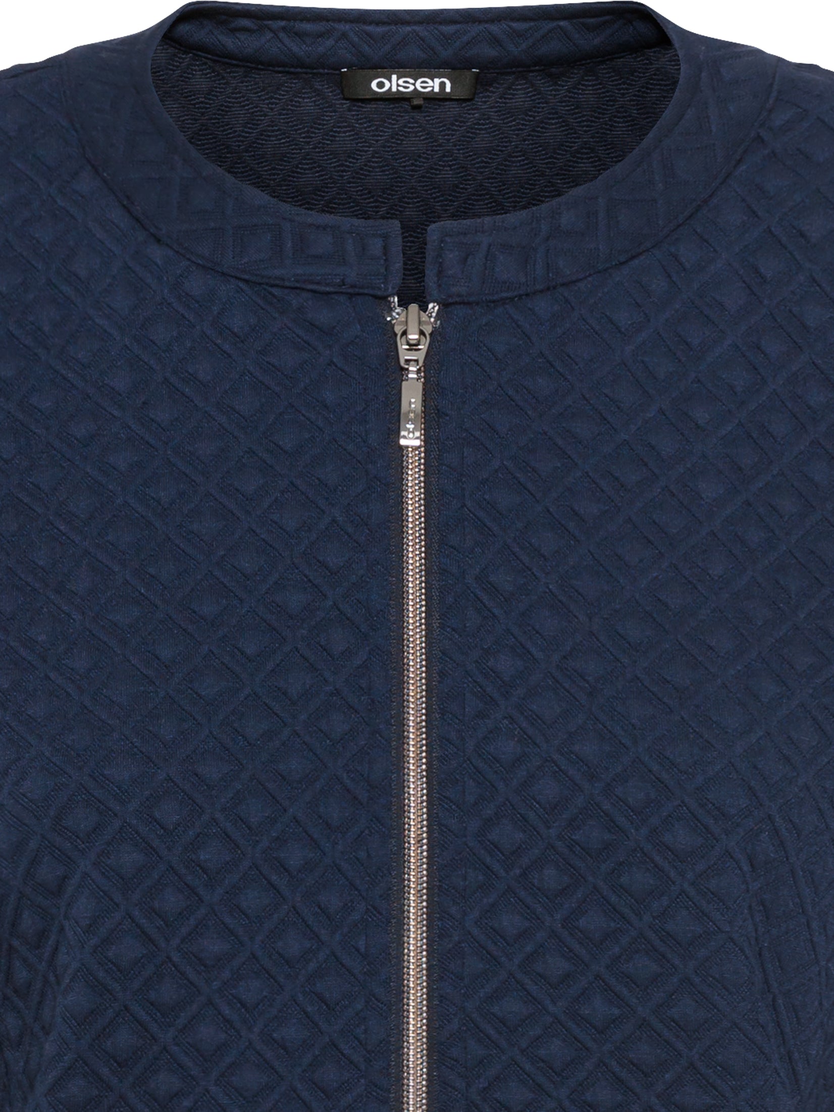 Olsen Navy Geo Zip Cardigan