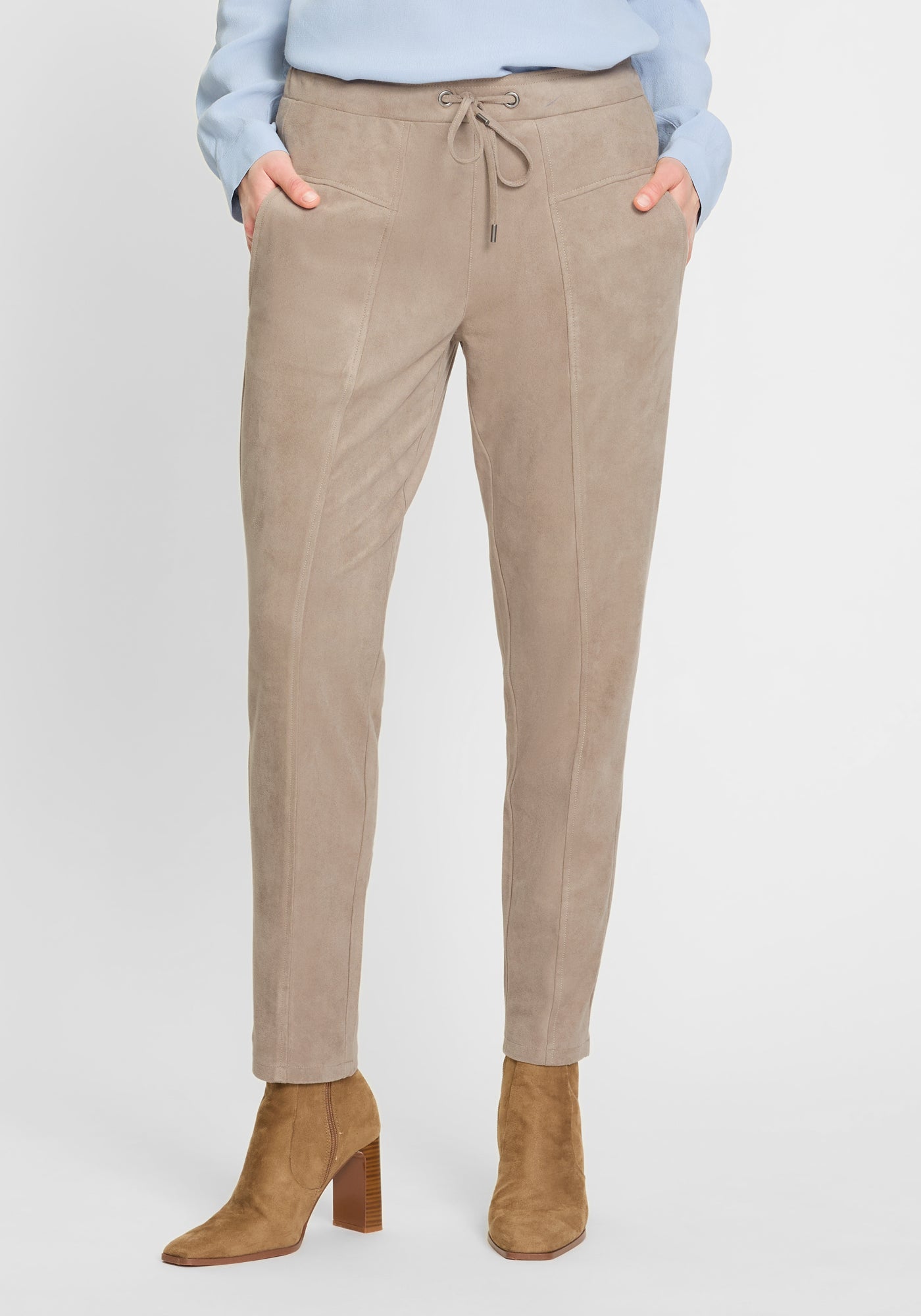 Olsen - Beige Faux Suede Pant