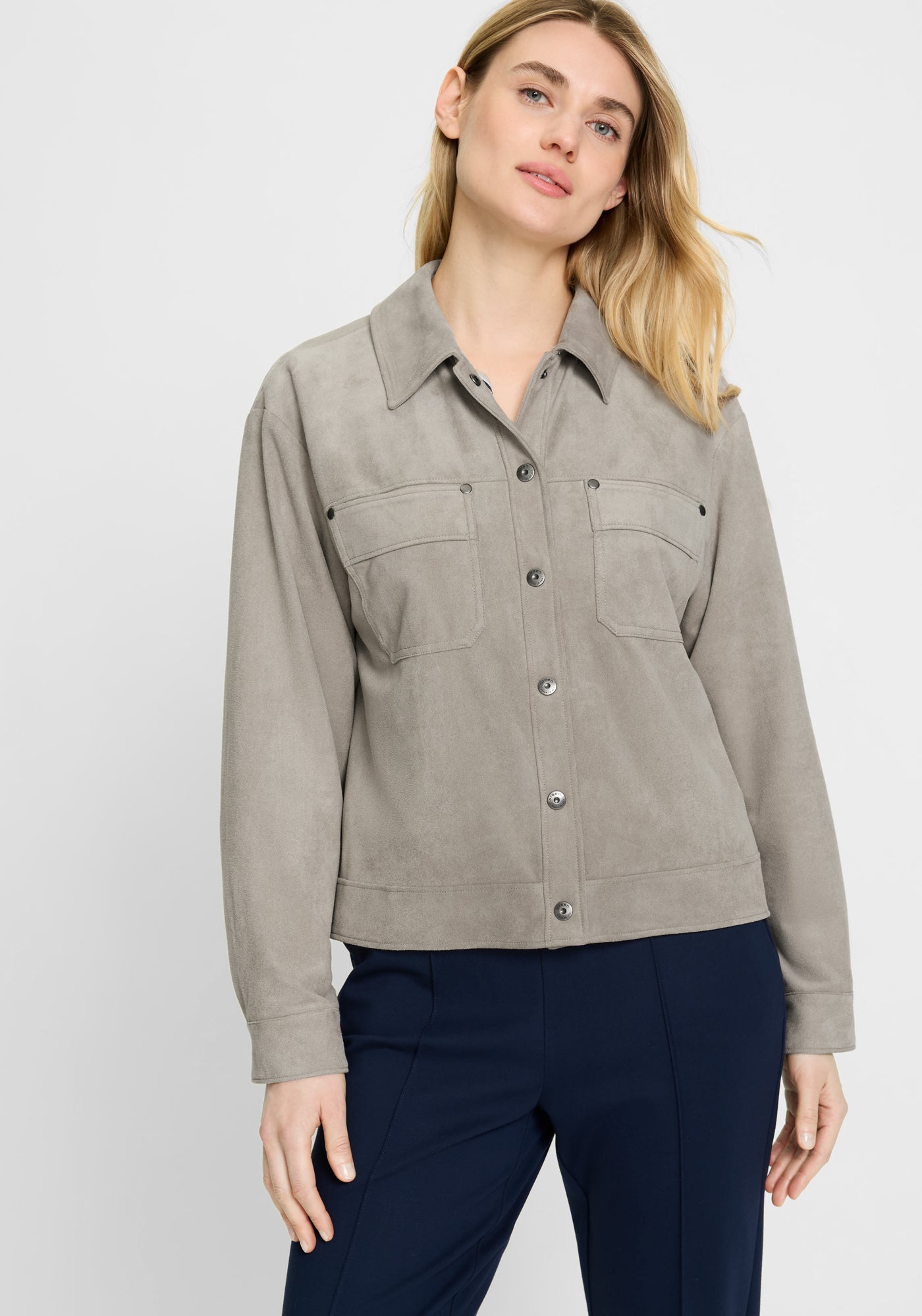 Olsen-Beige Micro Suede Jacket