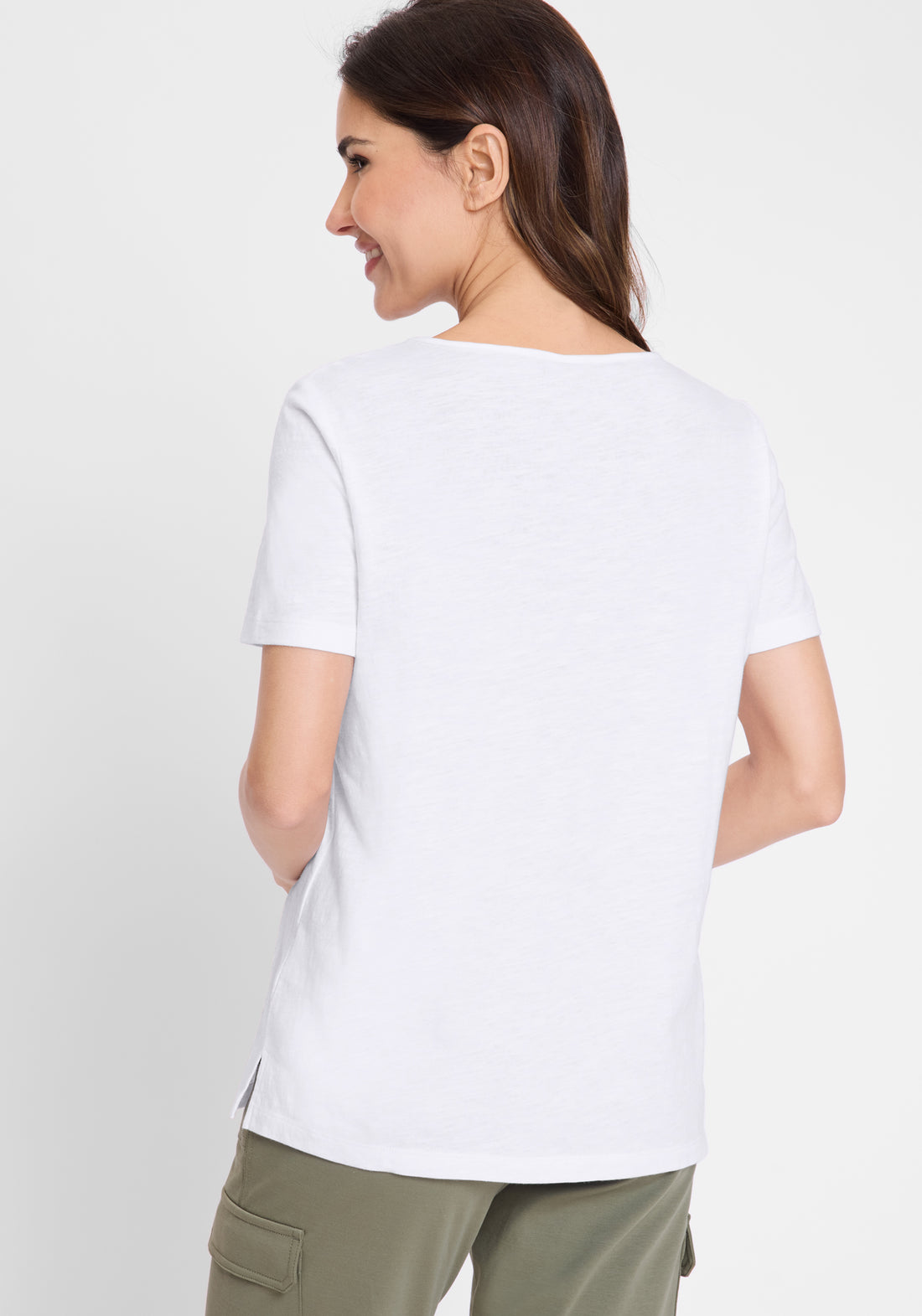 Olsen- White Lace detail V neck Top