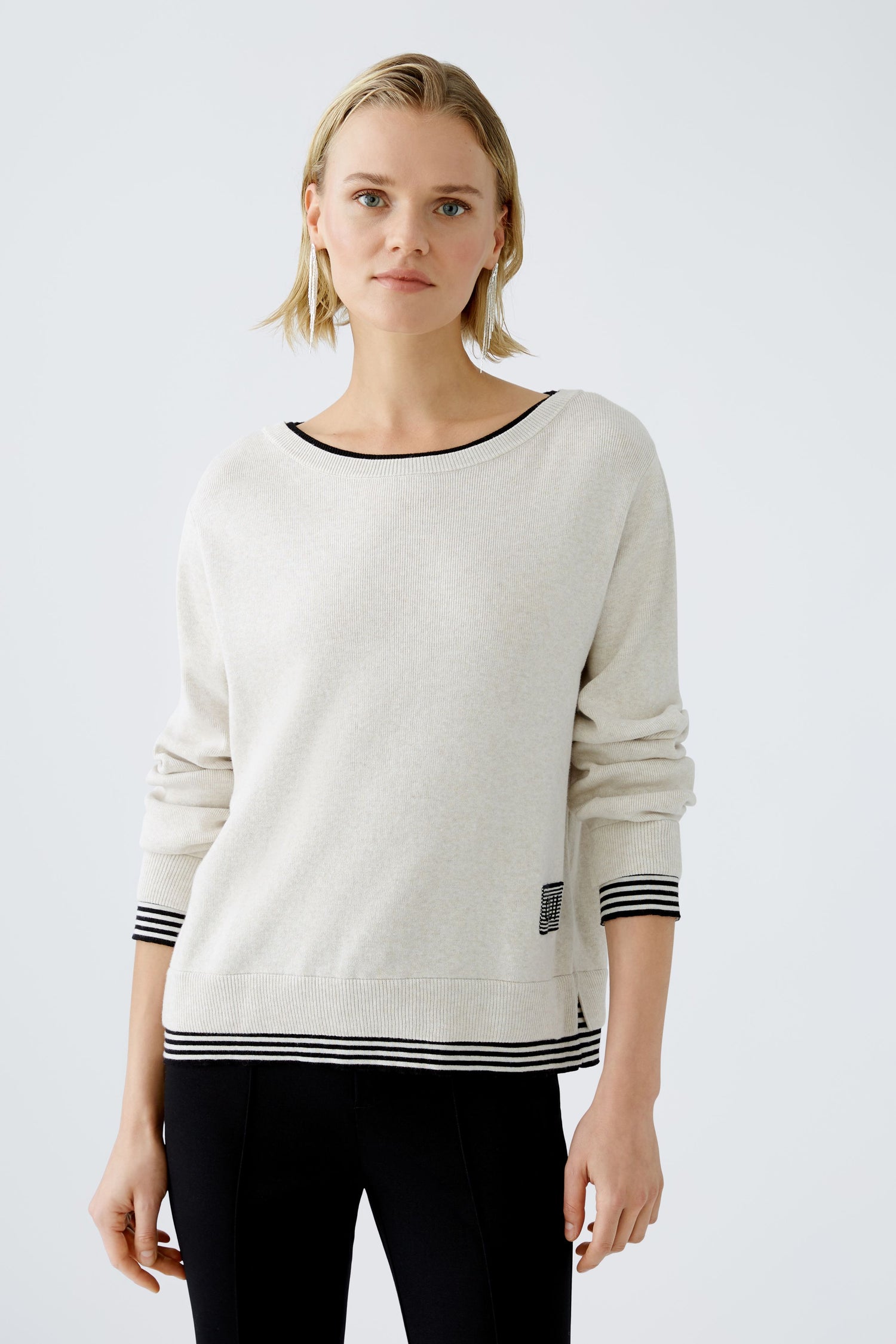 Oui - Cream and Black Jumper