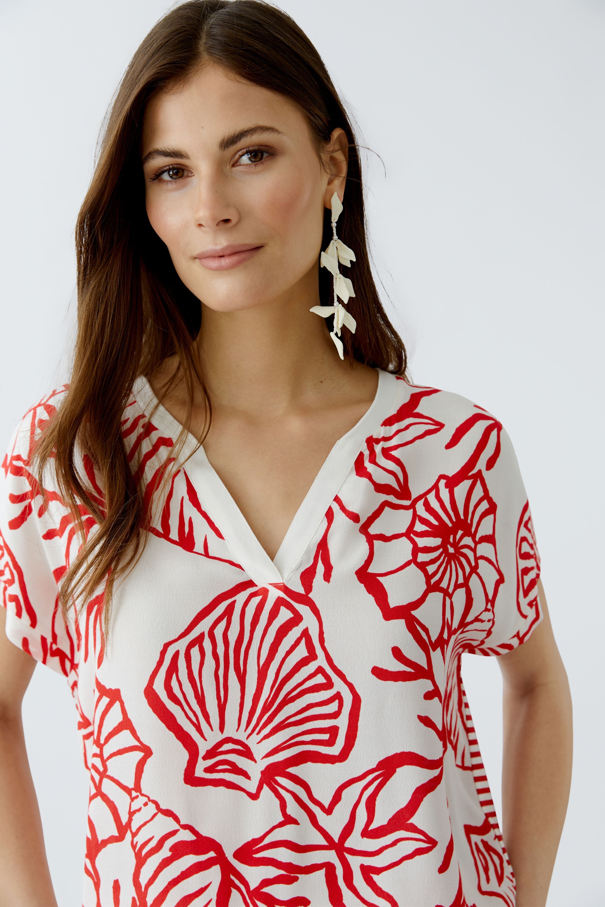 Oui - Seaside Stories Red and White Top