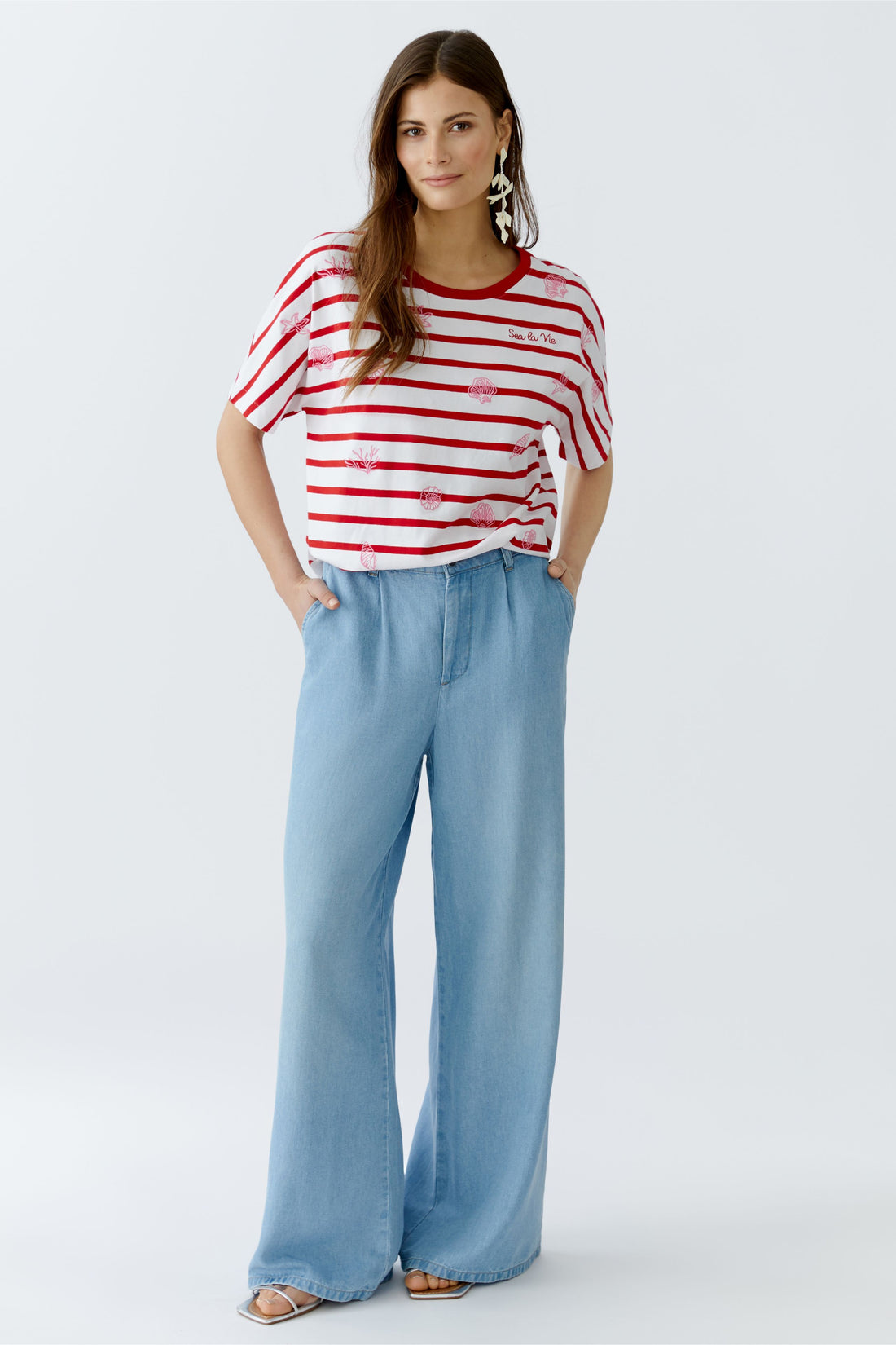 Oui - Red and White T-Shirt