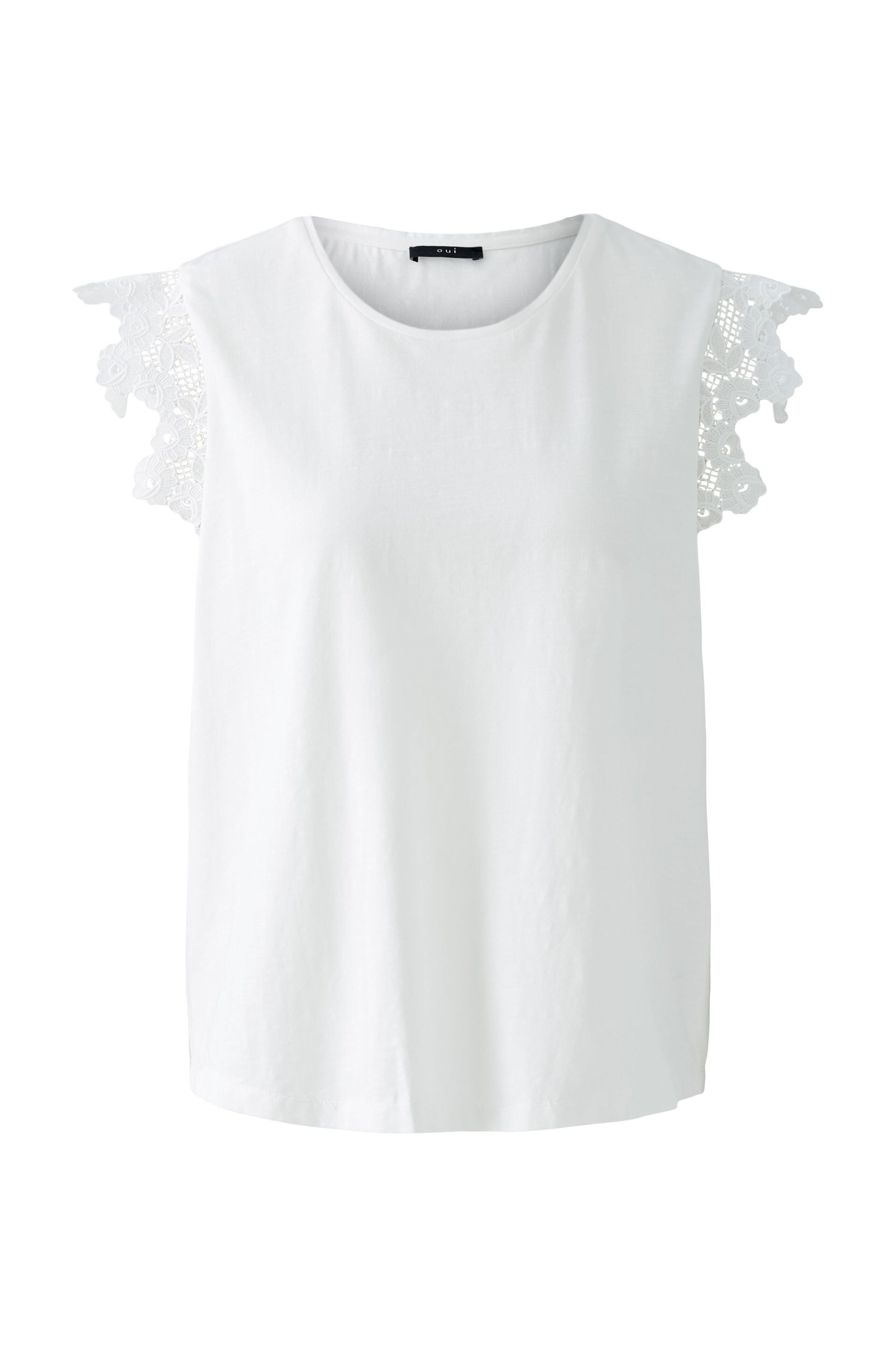 Oui- Cotton Tee with Lace Sleeve