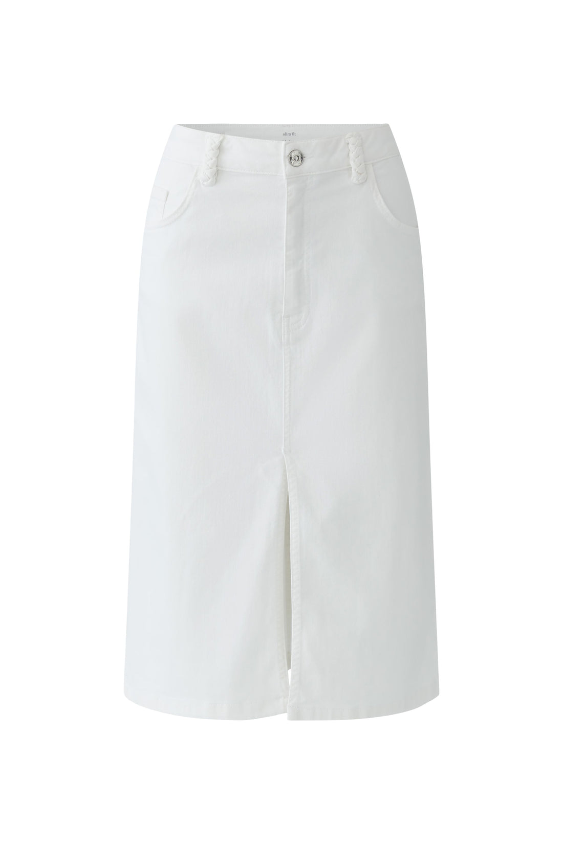 Oui White Denim Plait Detail Skirt