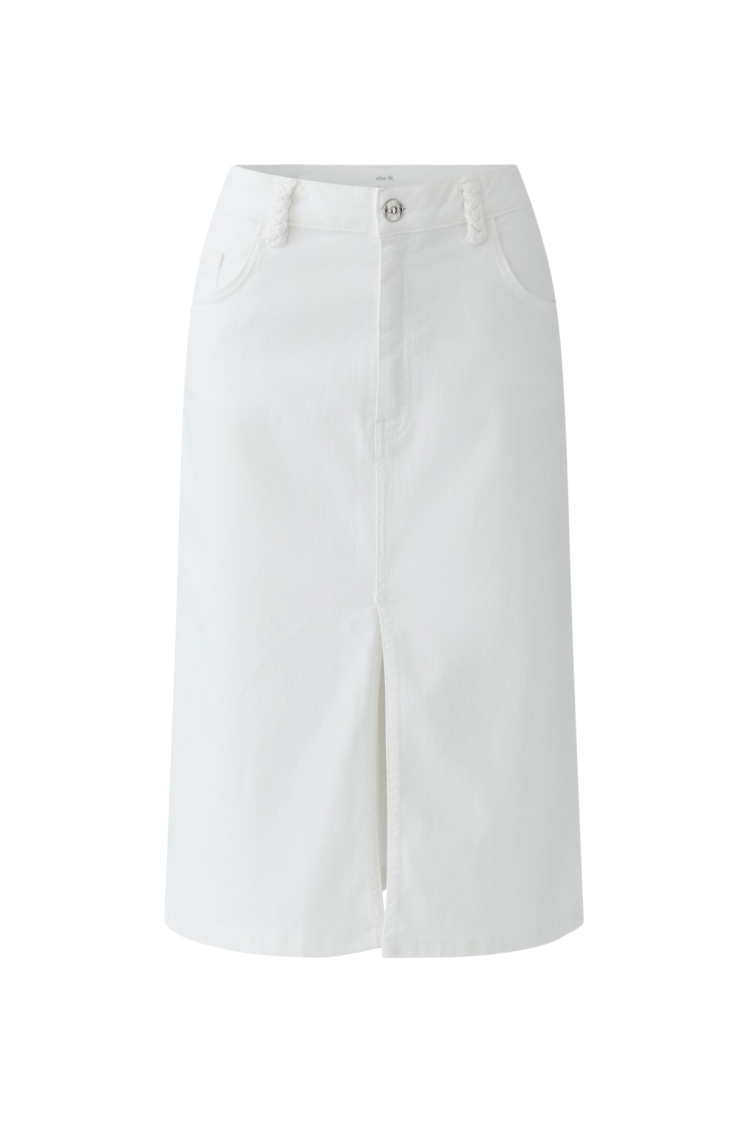 Oui White Denim Plait Detail Skirt